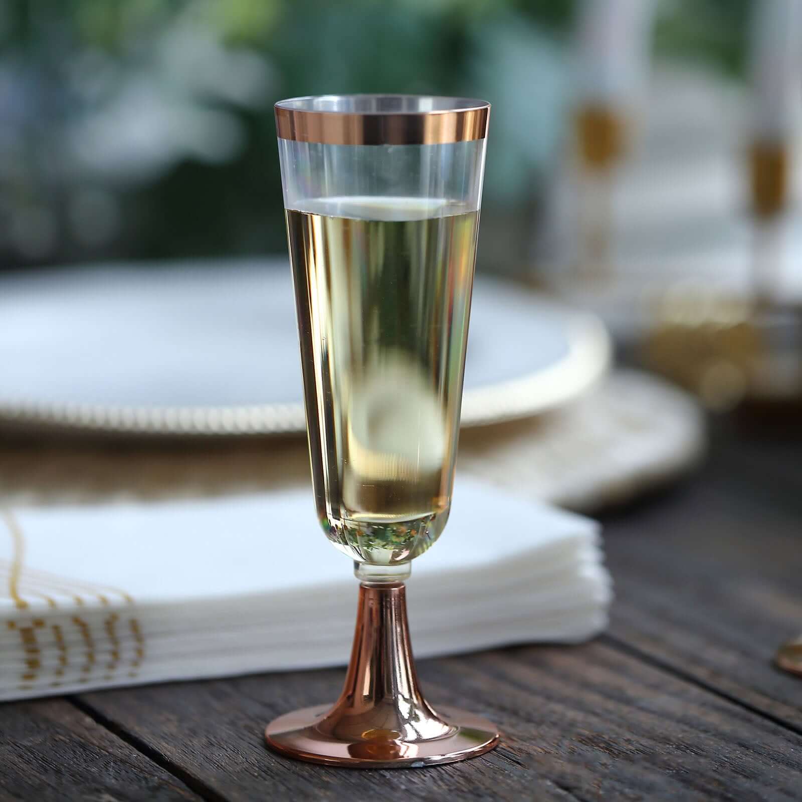 12-Pack Plastic Champagne Flutes 5oz Clear with Rose Gold Rim - Sleek Detachable Base Disposable Champagne Glasses for Cocktail Parties & Receptions - Image 12