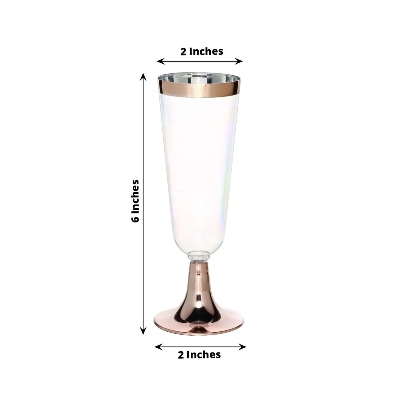 12-Pack Plastic Champagne Flutes 5oz Clear with Rose Gold Rim - Sleek Detachable Base Disposable Champagne Glasses for Cocktail Parties & Receptions - Image 3