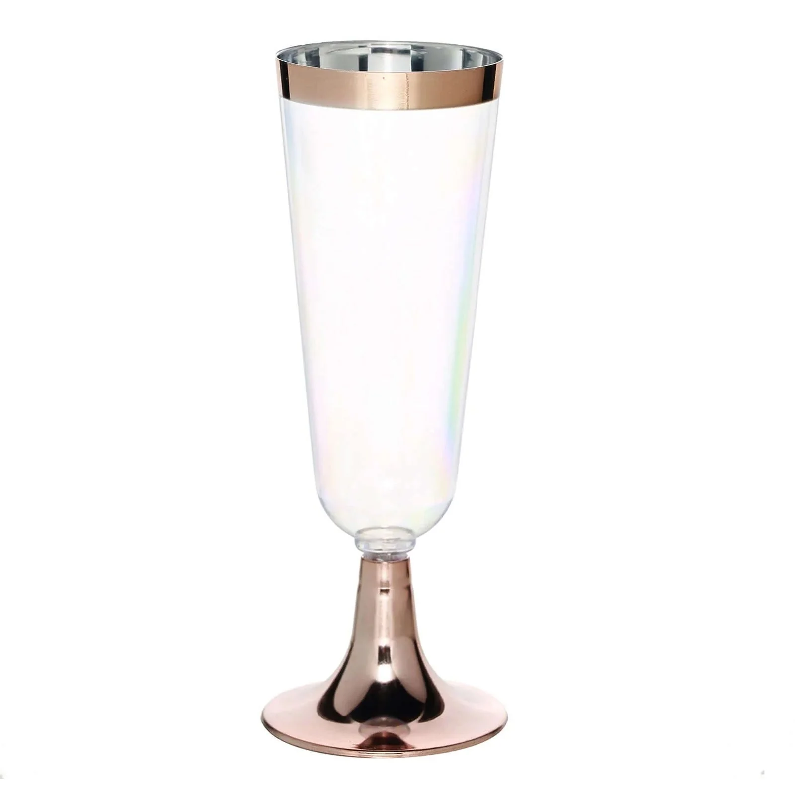 12-Pack Plastic Champagne Flutes 5oz Clear with Rose Gold Rim - Sleek Detachable Base Disposable Champagne Glasses for Cocktail Parties & Receptions - Image 6