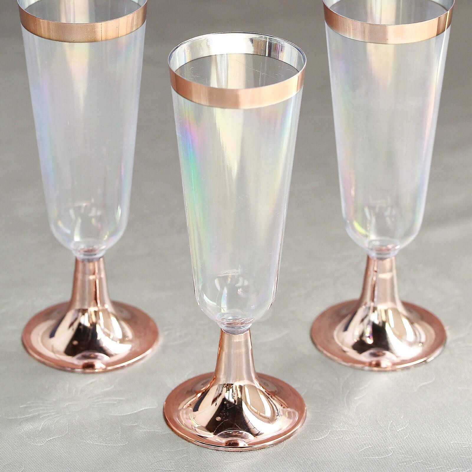 12-Pack Plastic Champagne Flutes 5oz Clear with Rose Gold Rim - Sleek Detachable Base Disposable Champagne Glasses for Cocktail Parties & Receptions - Image 7