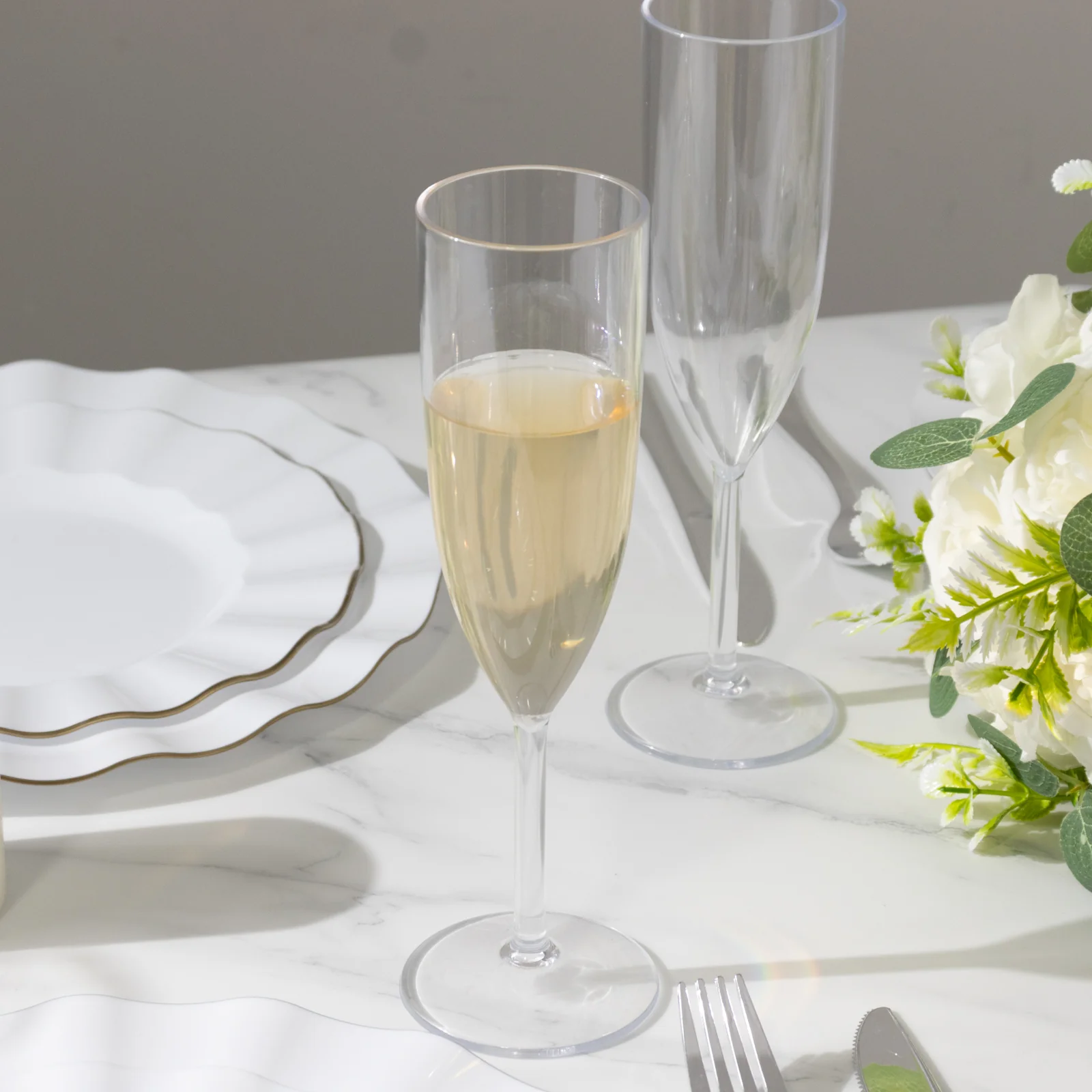 12-Pack Shatterproof Plastic Champagne Flutes – 6oz Clear Reusable Toasting Glasses for Parties, Weddings & Events - Image 5