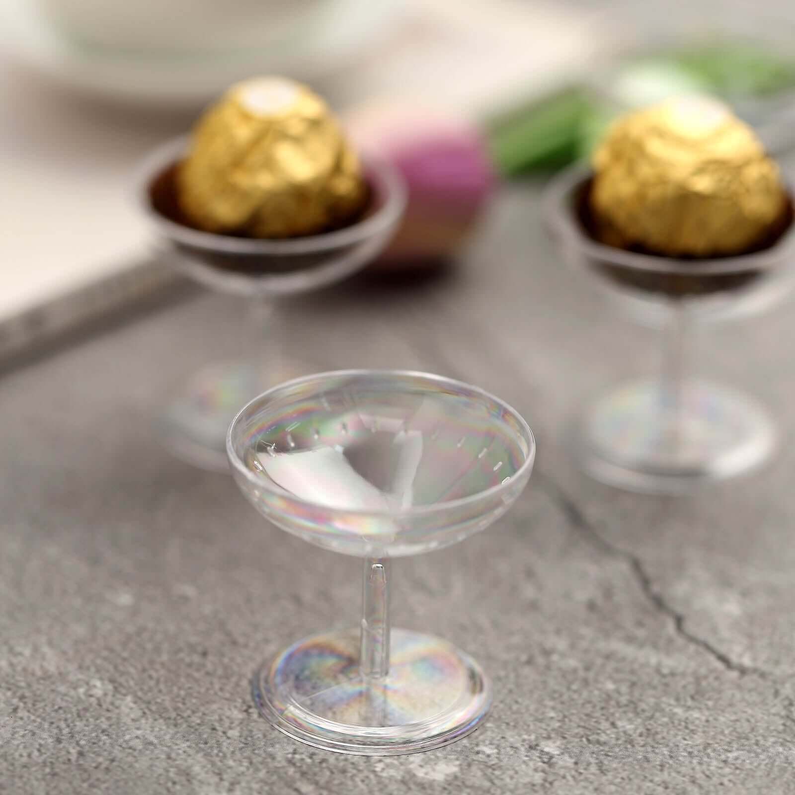 12-Pack Plastic Dessert Cup Candy Dishes 2" Clear - Mini Treat Party Favor Pedestal Stands