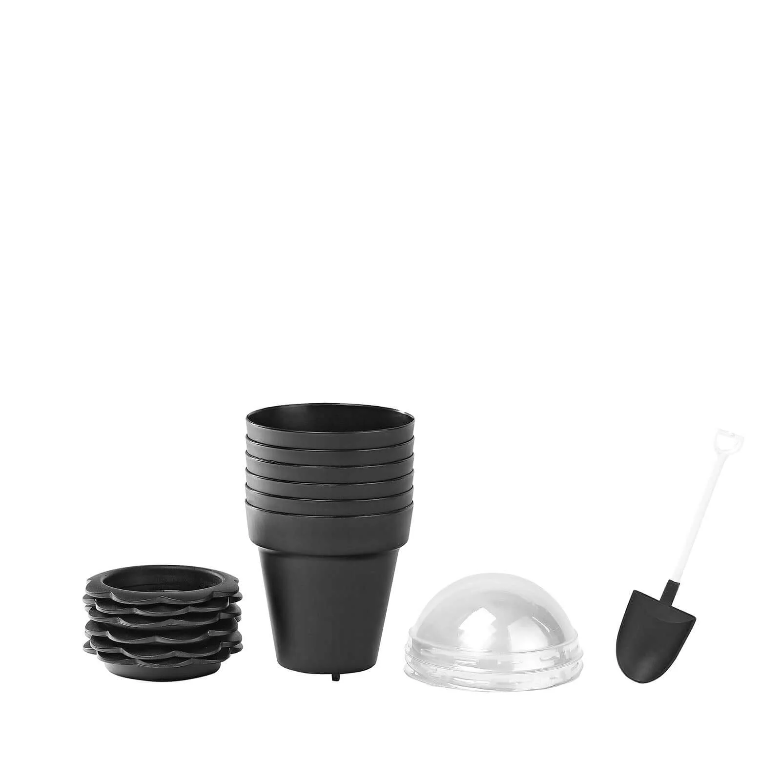 12-Pack Plastic Dessert Cups 4" Succulent Planter Design Black - Includes Clear Lids, Trays, and Shovels - Image 12