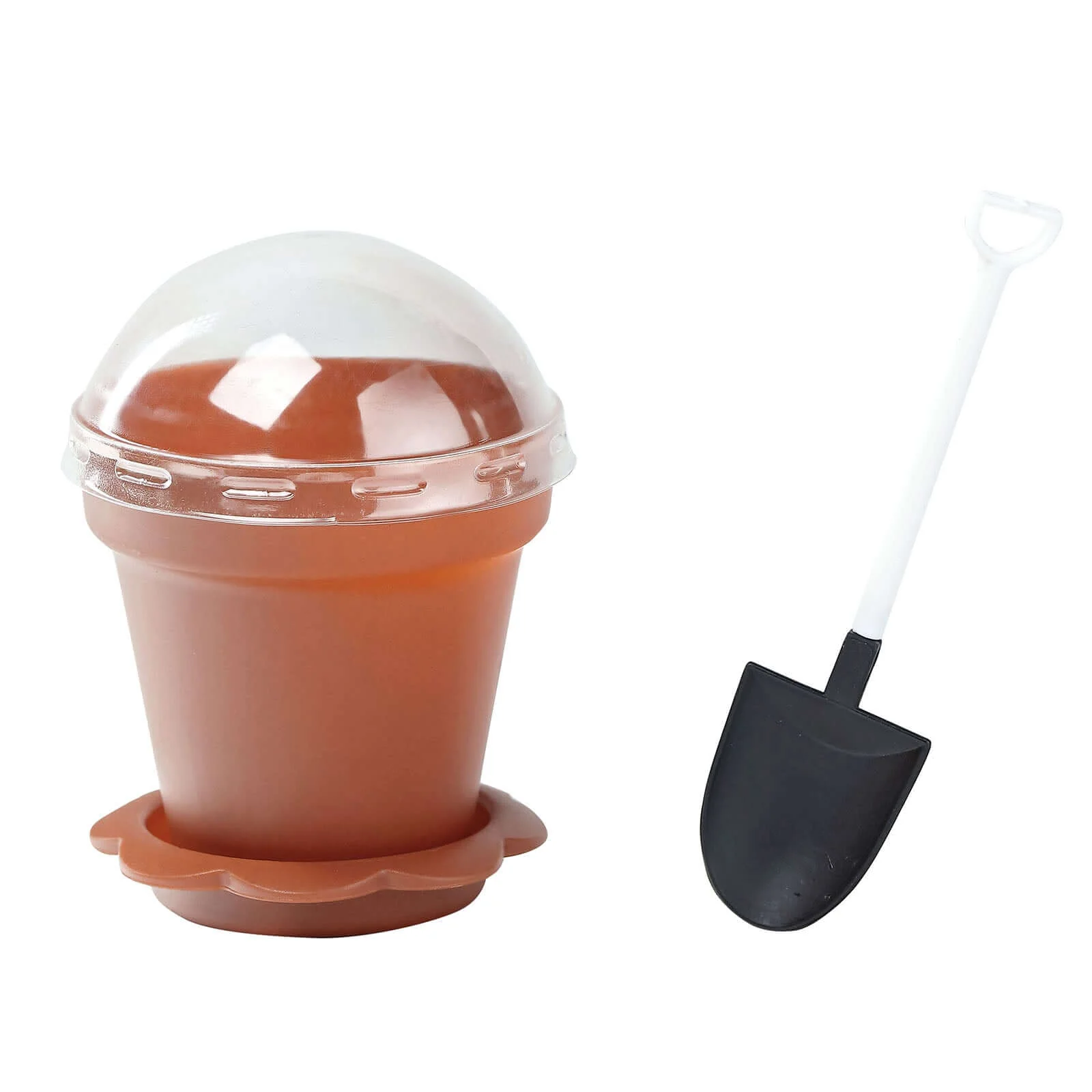 12-Pack Plastic Dessert Cups 4" Succulent Planter Design Terracotta (Rust) - Includes Clear Lids, Trays, and Shovels - Image 7