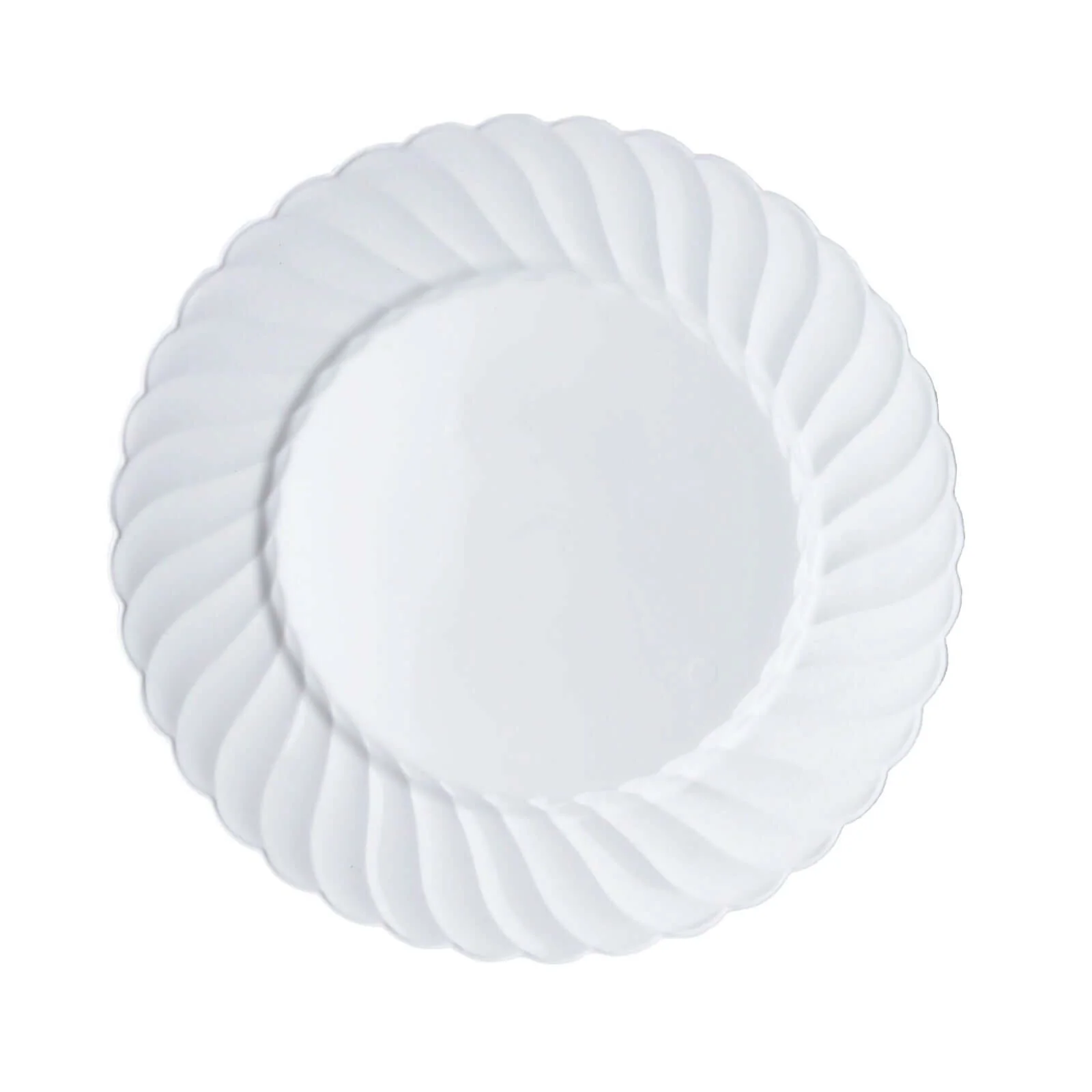 12-Pack Plastic Dessert Plates 6" Glossy White Swirl Rim - Round Salad Plates for Events - Image 8