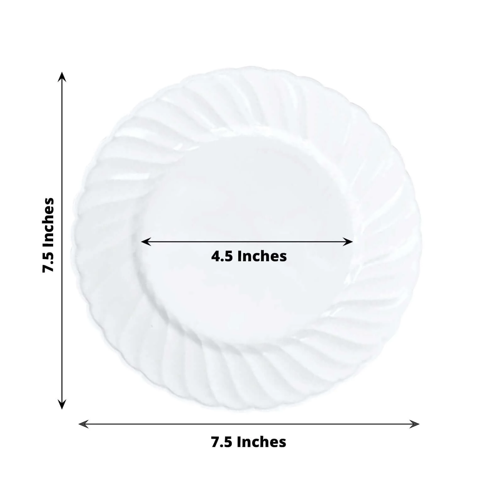 12-Pack Plastic Dessert Plates 7.5" White Flair Rim - Round Disposable Plates for Appetizers - Image 3