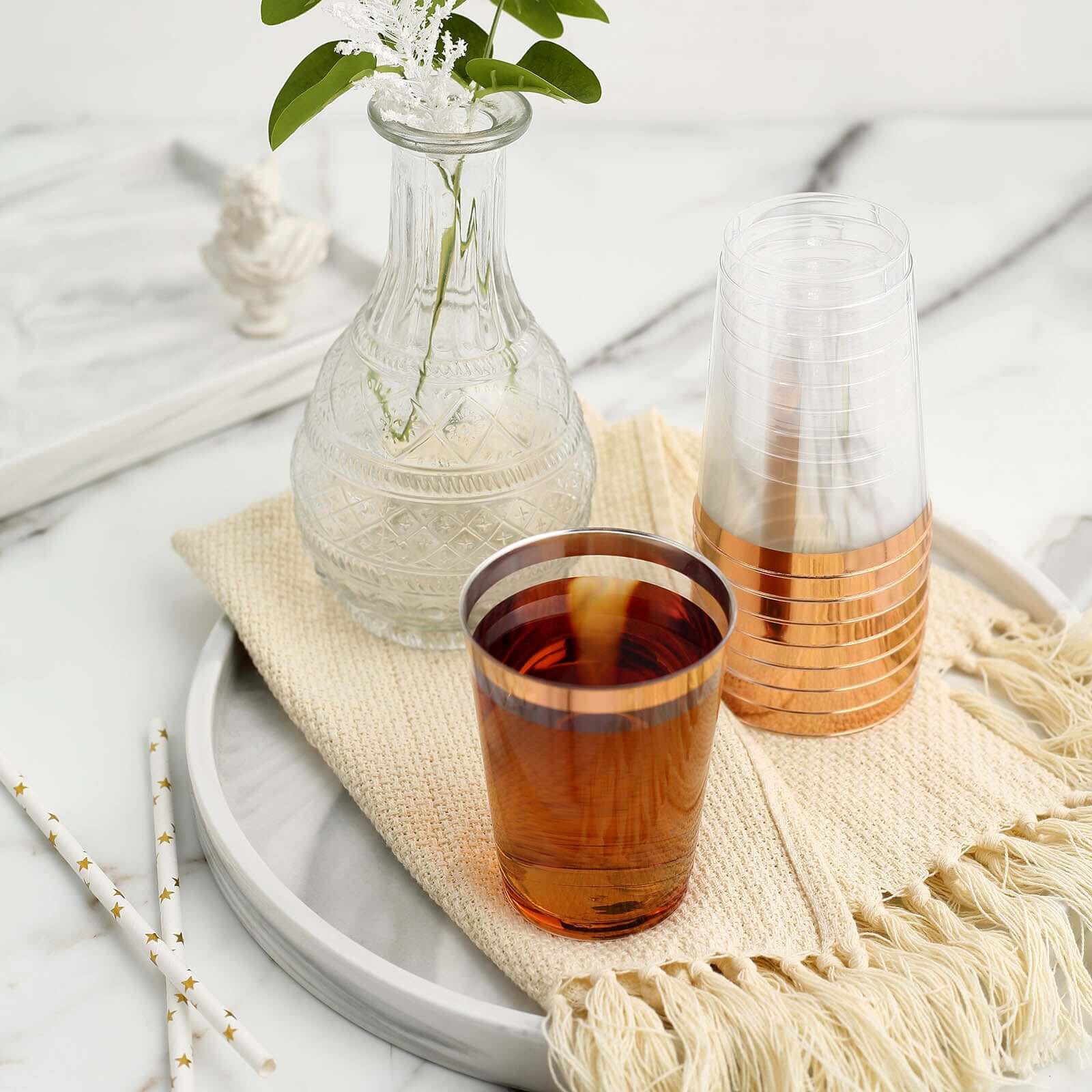 12-Pack Plastic Party Cups 10oz Clear with Rose Gold Rim - Versatile Disposable Tumblers for Events & Outdoor Gatherings - Image 10