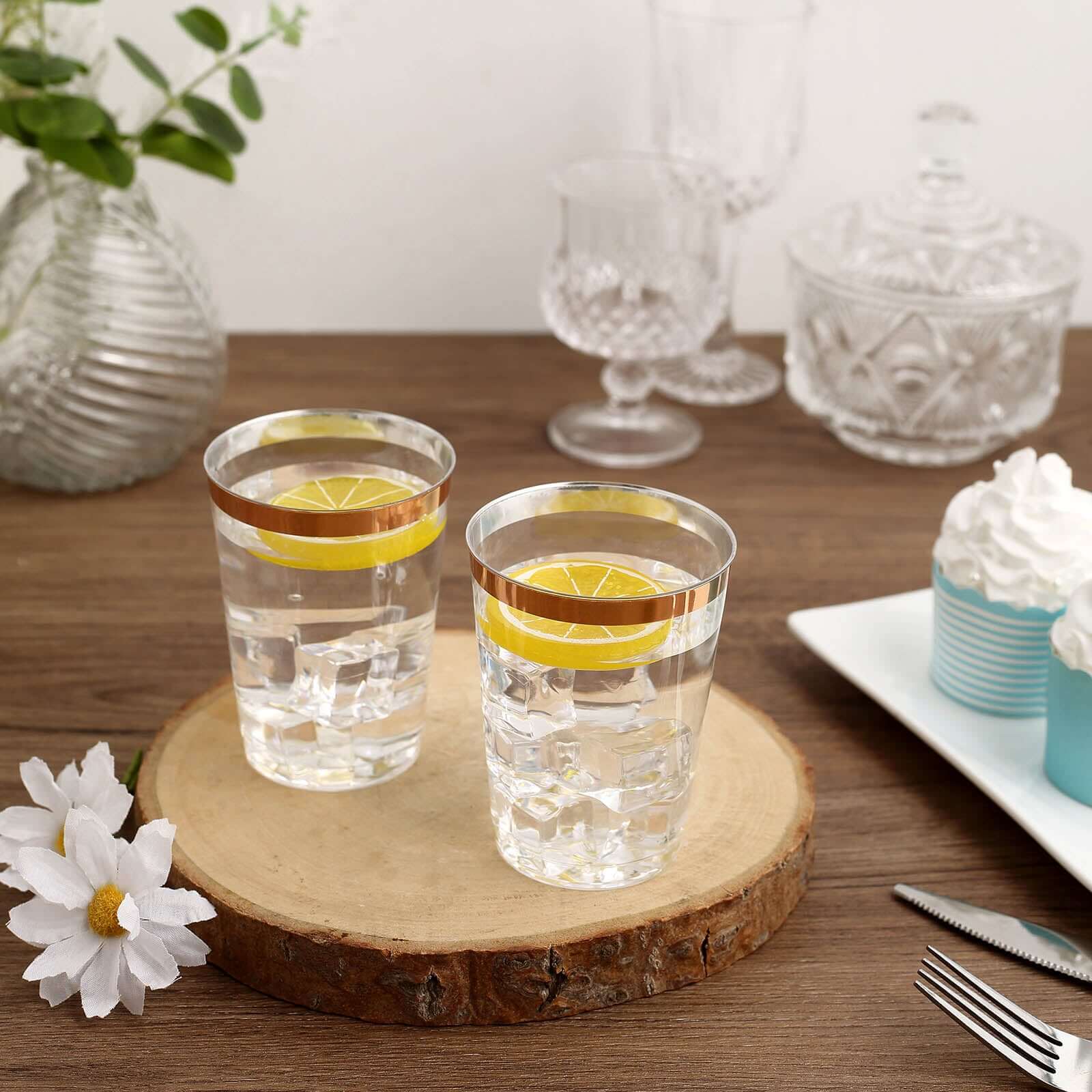 12-Pack Plastic Party Cups 10oz Clear with Rose Gold Rim - Versatile Disposable Tumblers for Events & Outdoor Gatherings - Image 11