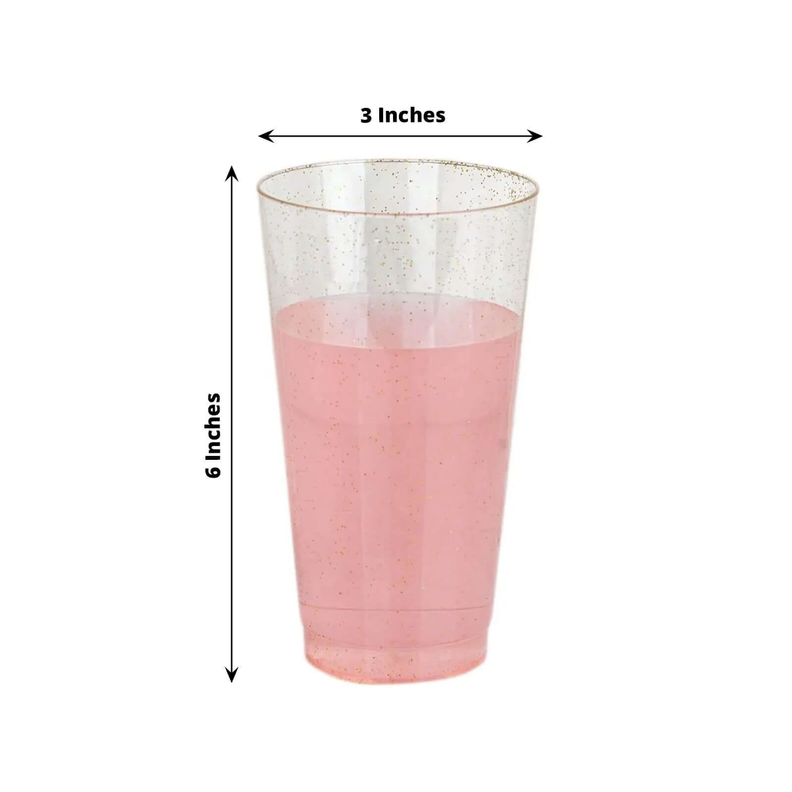 12-Pack Plastic Party Cups 17oz Gold Glitter - Disposable Drinking Tumblers 6" - Image 3