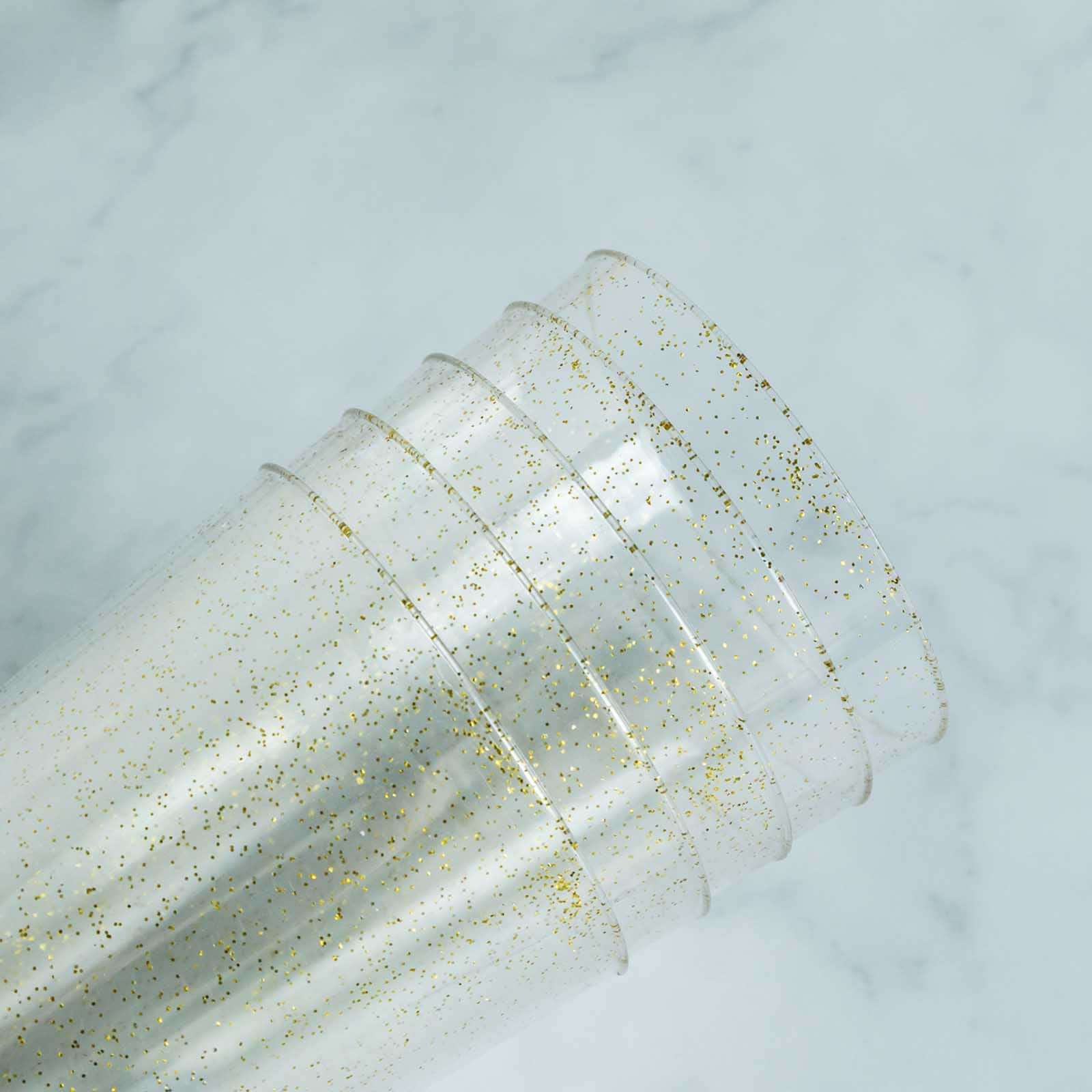 12-Pack Plastic Party Cups 17oz Gold Glitter - Disposable Drinking Tumblers 6" - Image 7