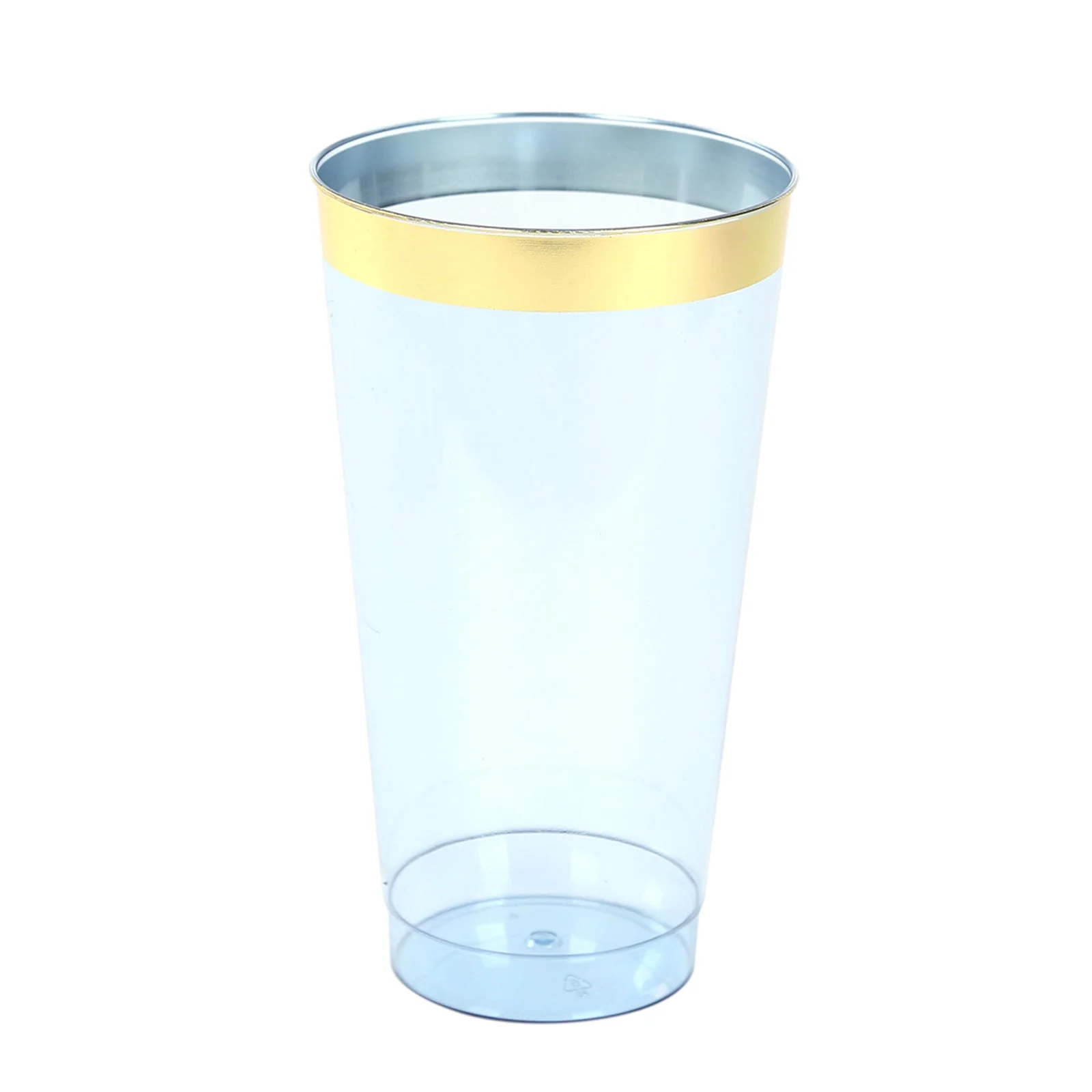 12-Pack Plastic Party Cups 17oz Transparent Dusty Blue with Gold Rim - Disposable Drinking Tumblers 5.5" - Image 5
