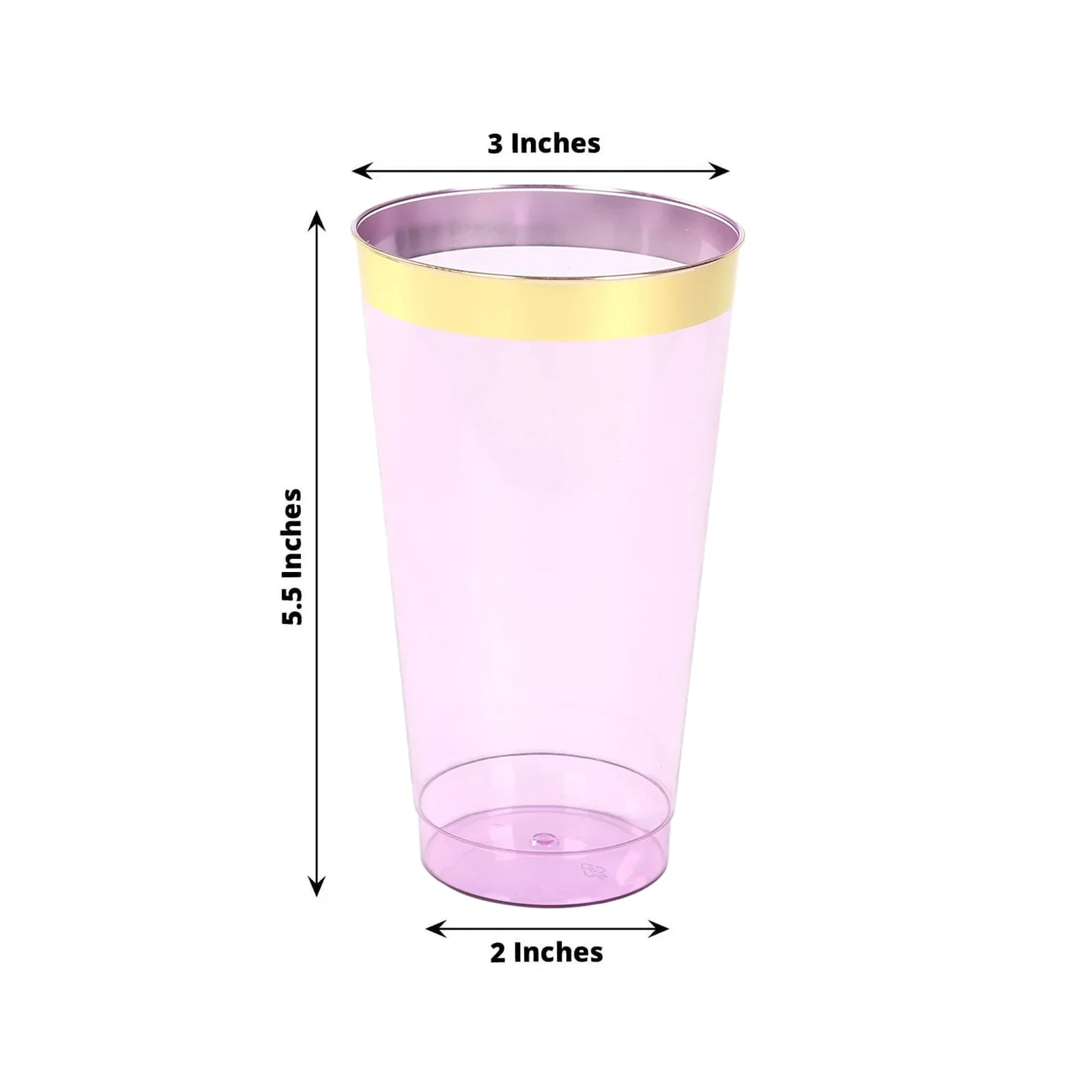 12-Pack Plastic Party Cups 17oz Transparent Purple with Gold Rim - Disposable Drinking Tumblers 5.5" - Image 3