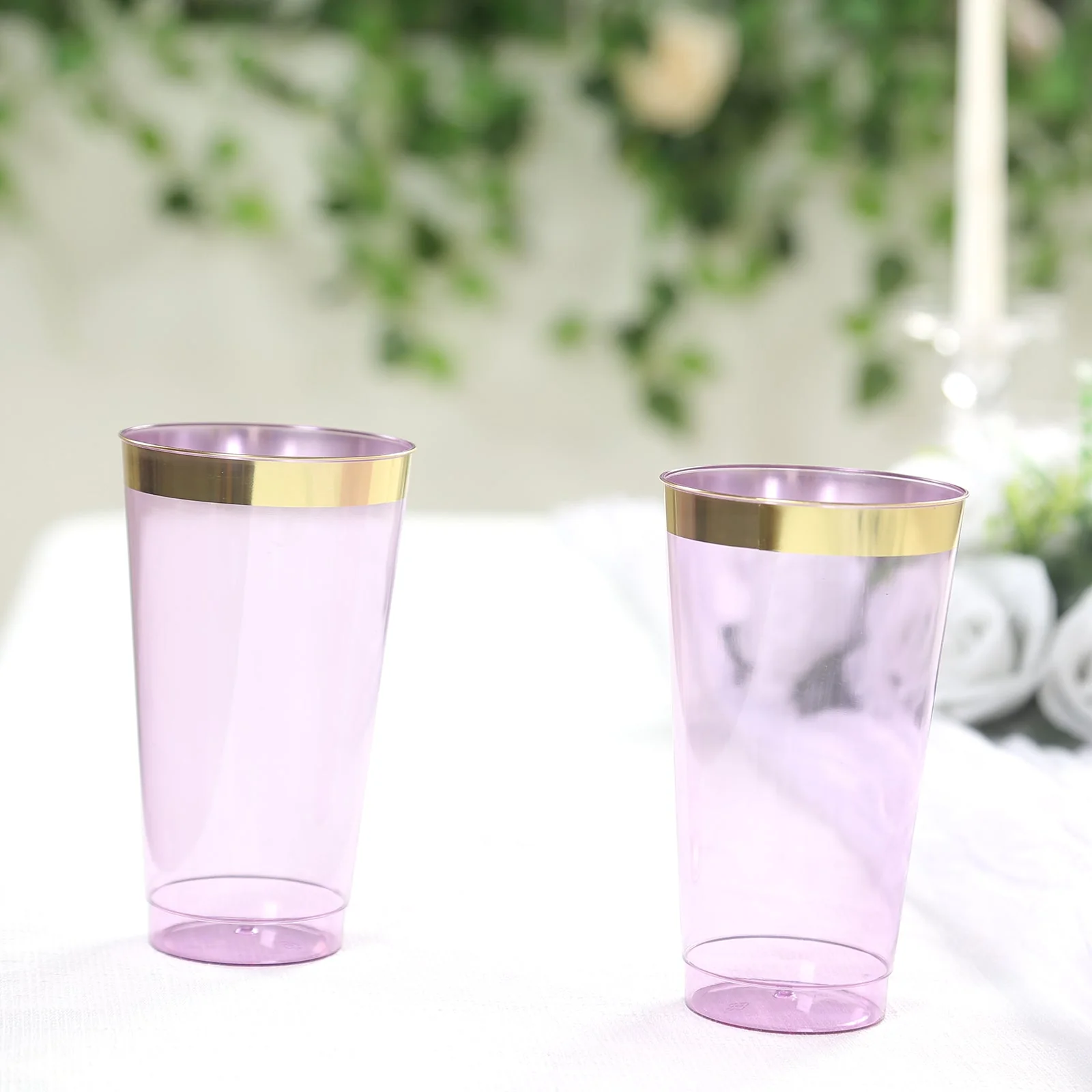 12-Pack Plastic Party Cups 17oz Transparent Purple with Gold Rim - Disposable Drinking Tumblers 5.5" - Image 4
