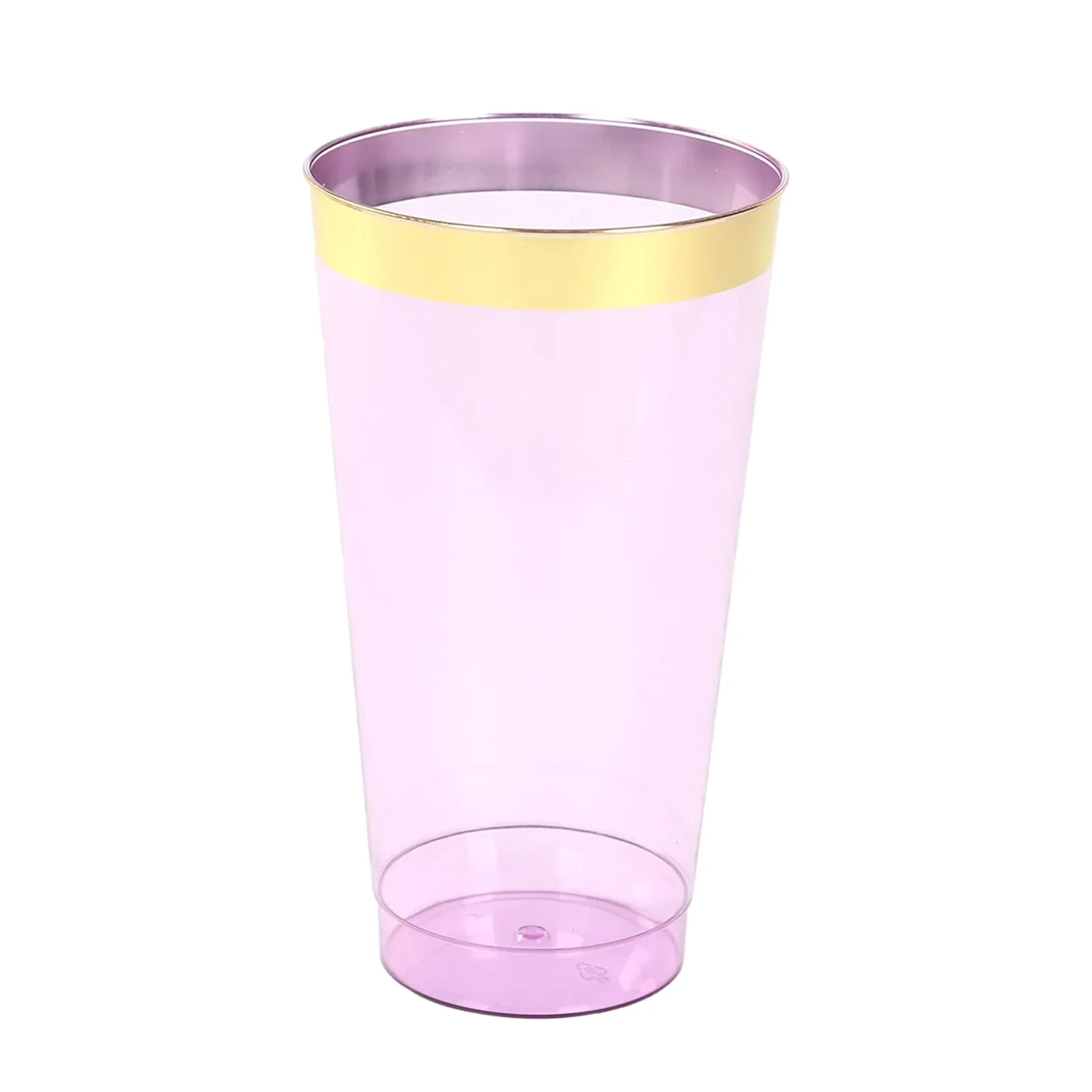 12-Pack Plastic Party Cups 17oz Transparent Purple with Gold Rim - Disposable Drinking Tumblers 5.5" - Image 6