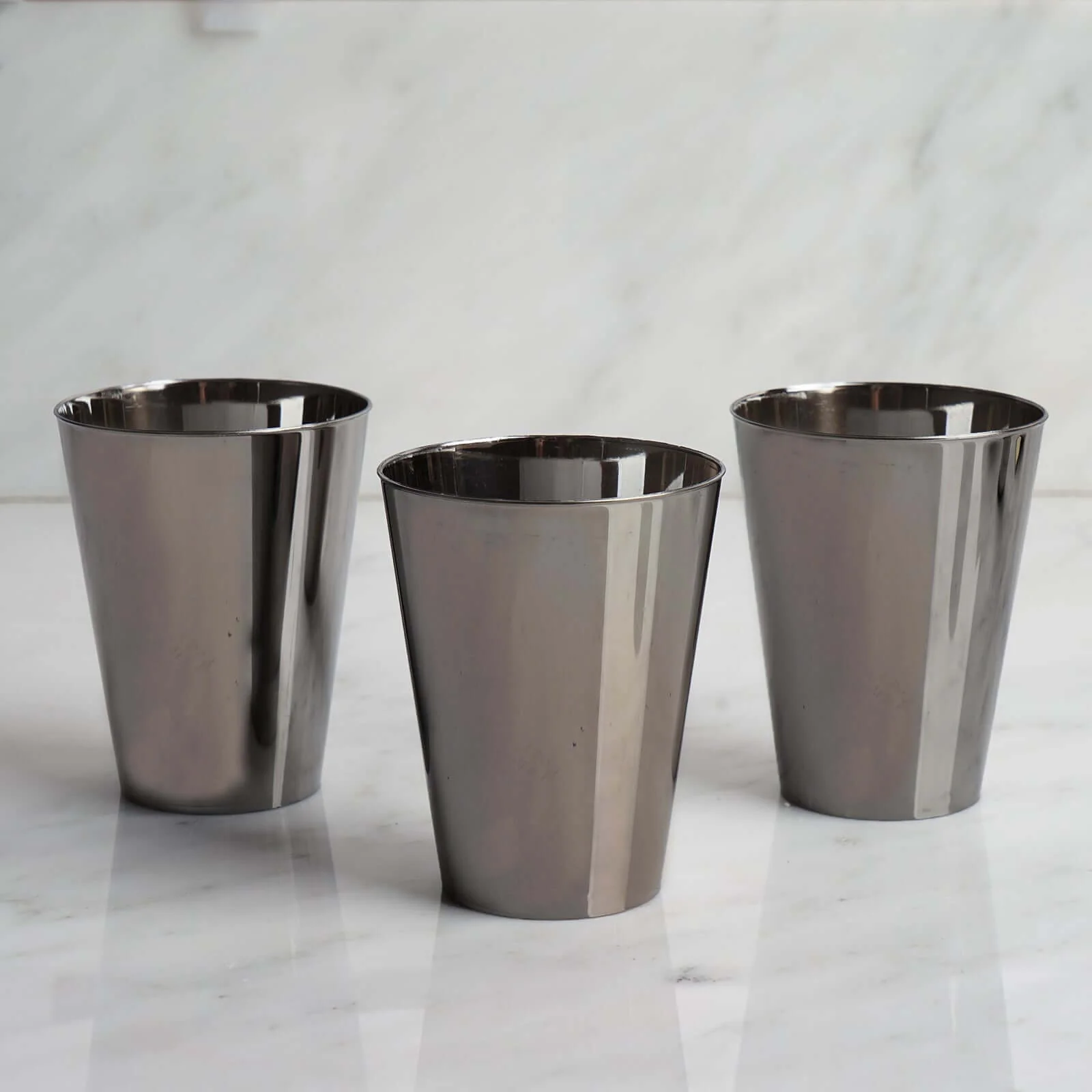12-Pack Plastic Party Cups 7oz Sleek Chrome Silver - Disposable Drinkware for Events - Image 2