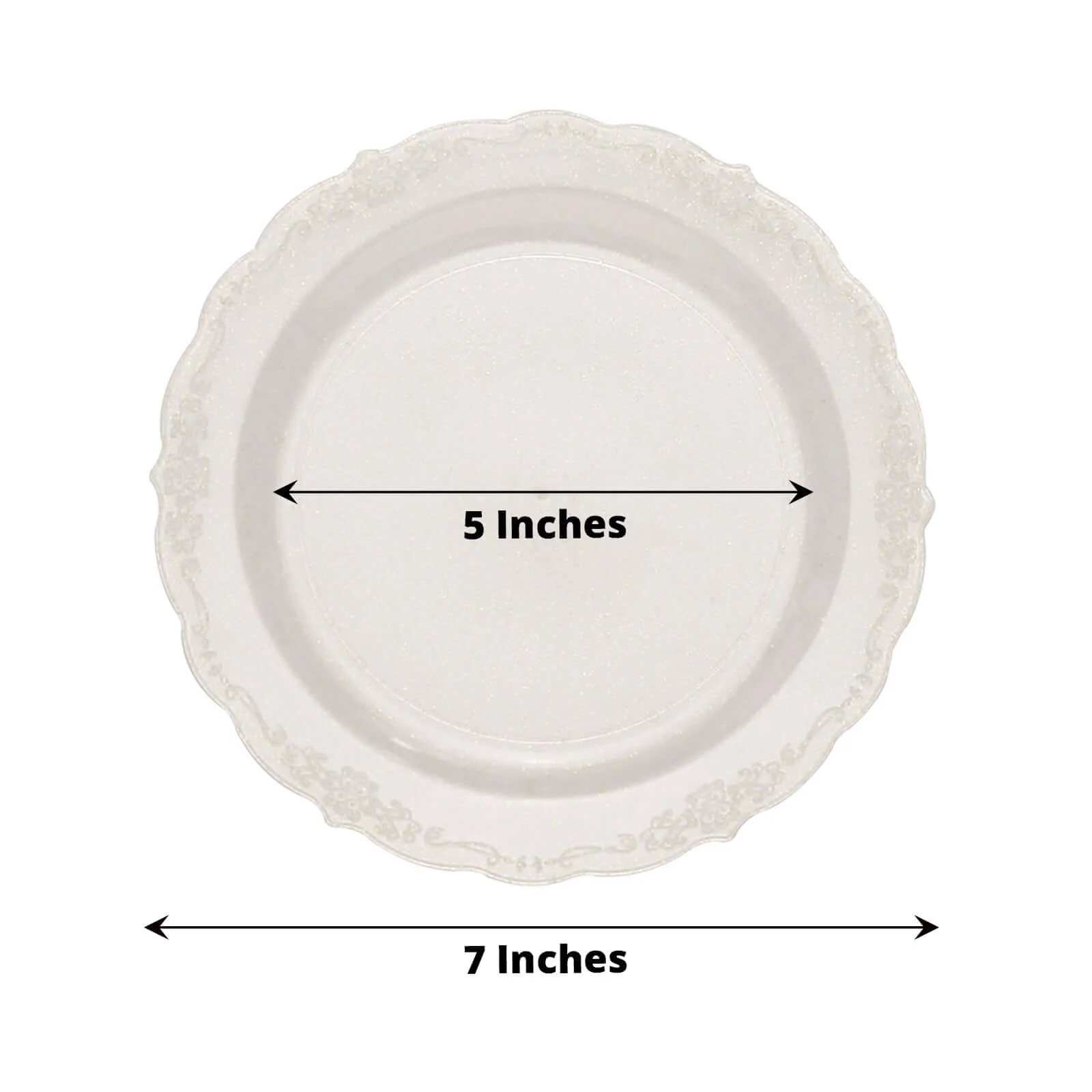 12-Pack Plastic Round Salad Plates 7" Clear with Gold Glitters & Floral Edge - Disposable Appetizer Salad Plates for Chic Events & Banquets - Image 3