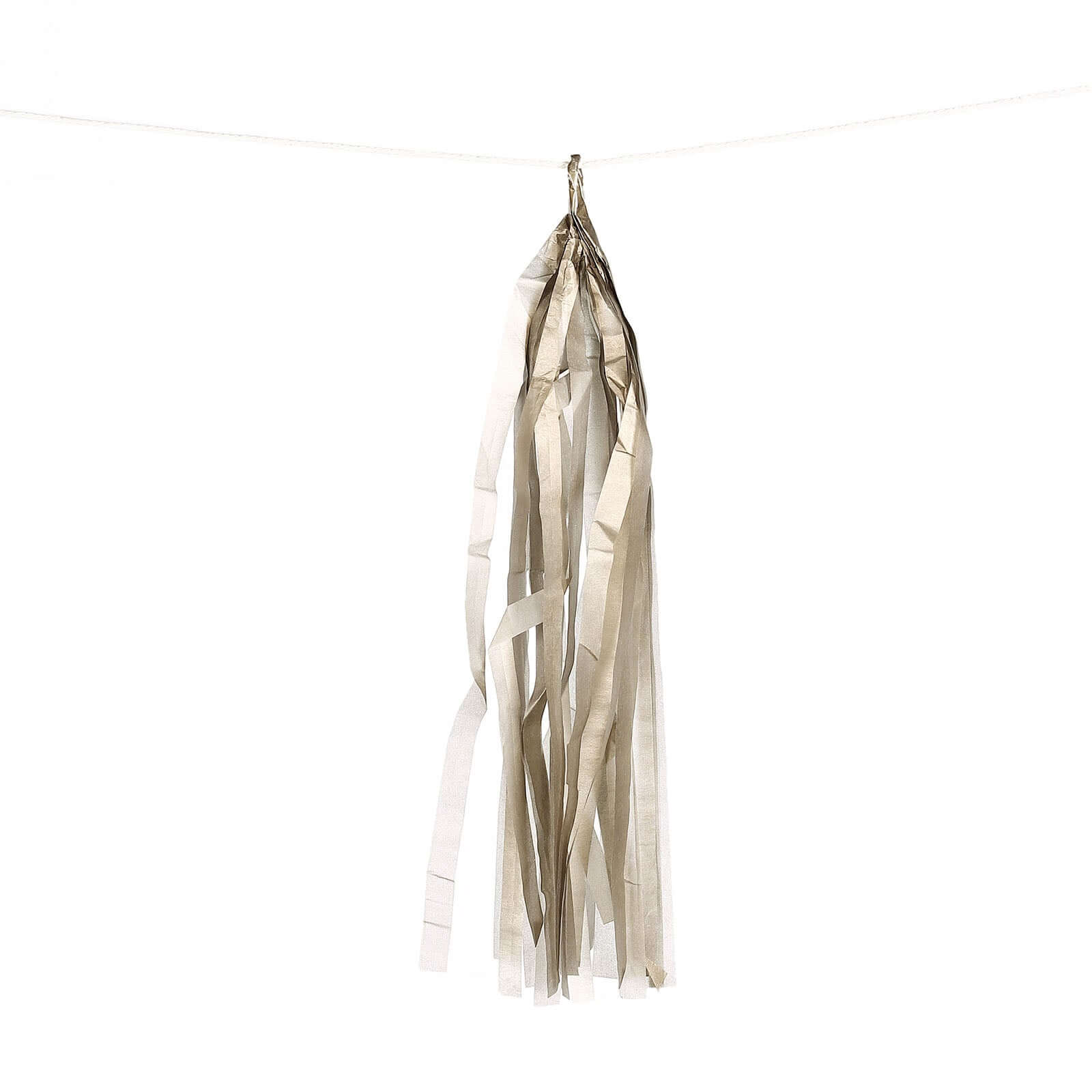 12 Pack Pre-Tied Antique Gold Paper Fringe Tassels With Garland String, Hanging Streamer Banner - Image 3
