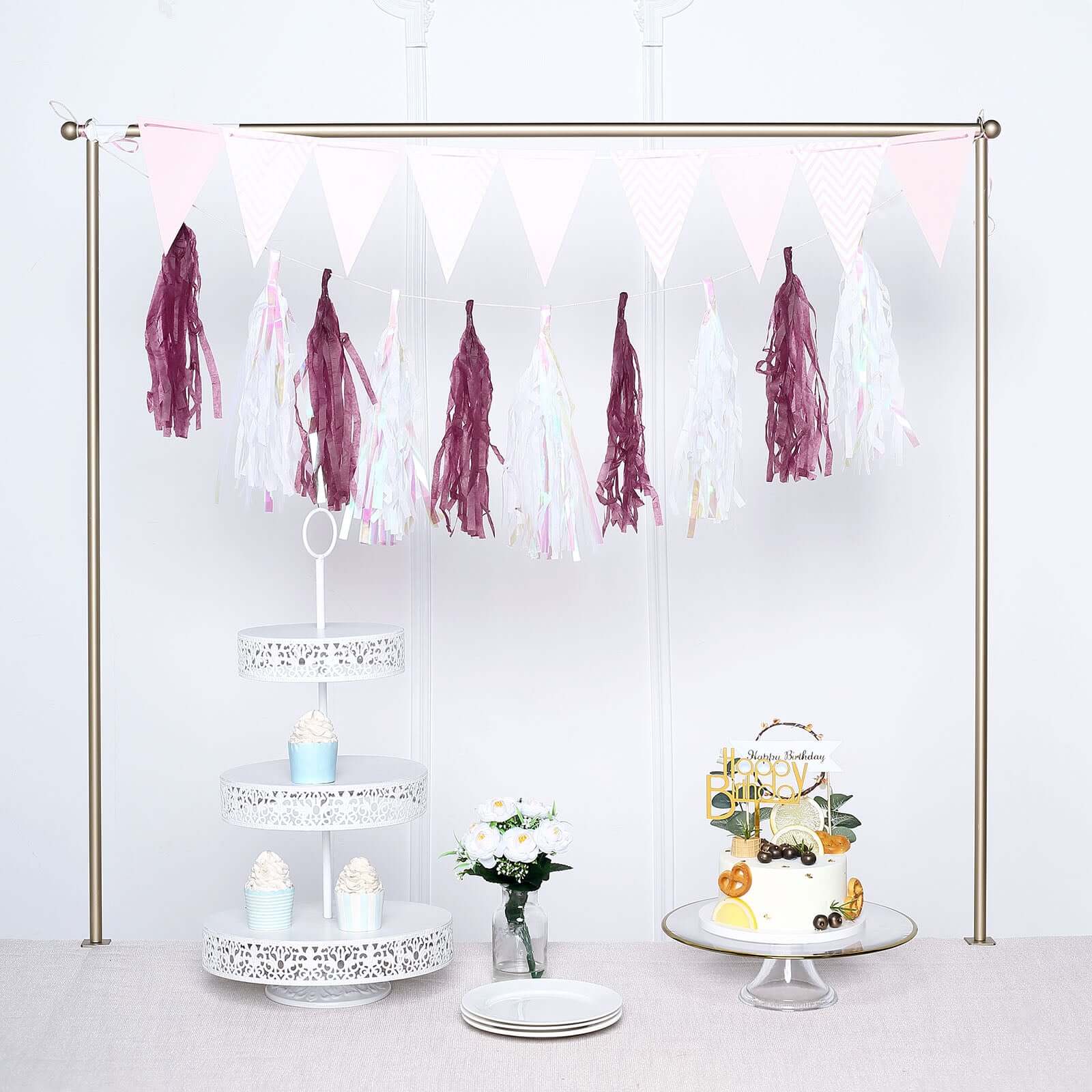 12 Pack Pre-Tied Eggplant Tissue Paper Tassel Garland With String, Hanging Fringe Party Streamer Backdrop Decor - Image 9