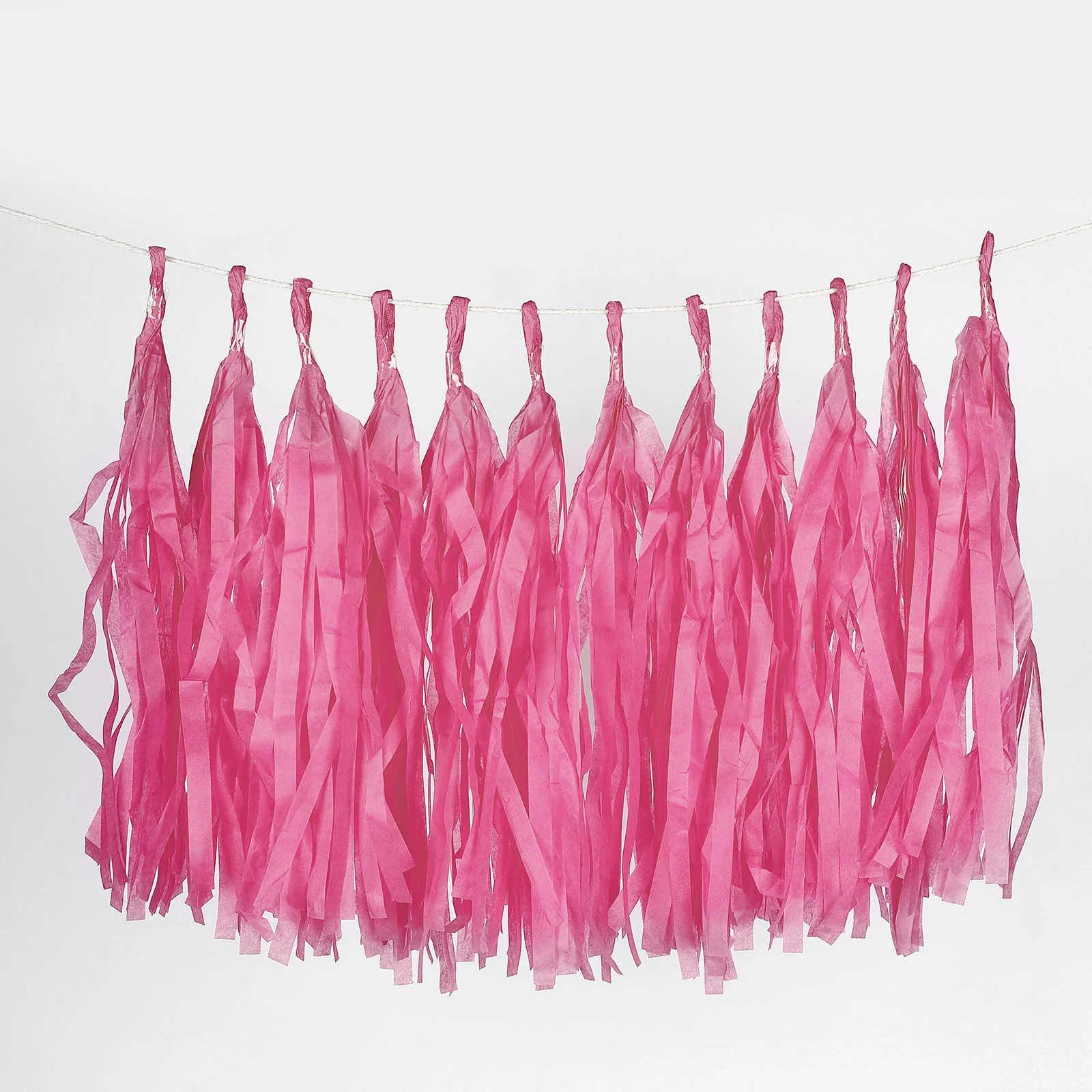 12 Pack Pre-Tied Fuchsia Paper Fringe Tassels With Garland String, Hanging Streamer Banner - Image 5