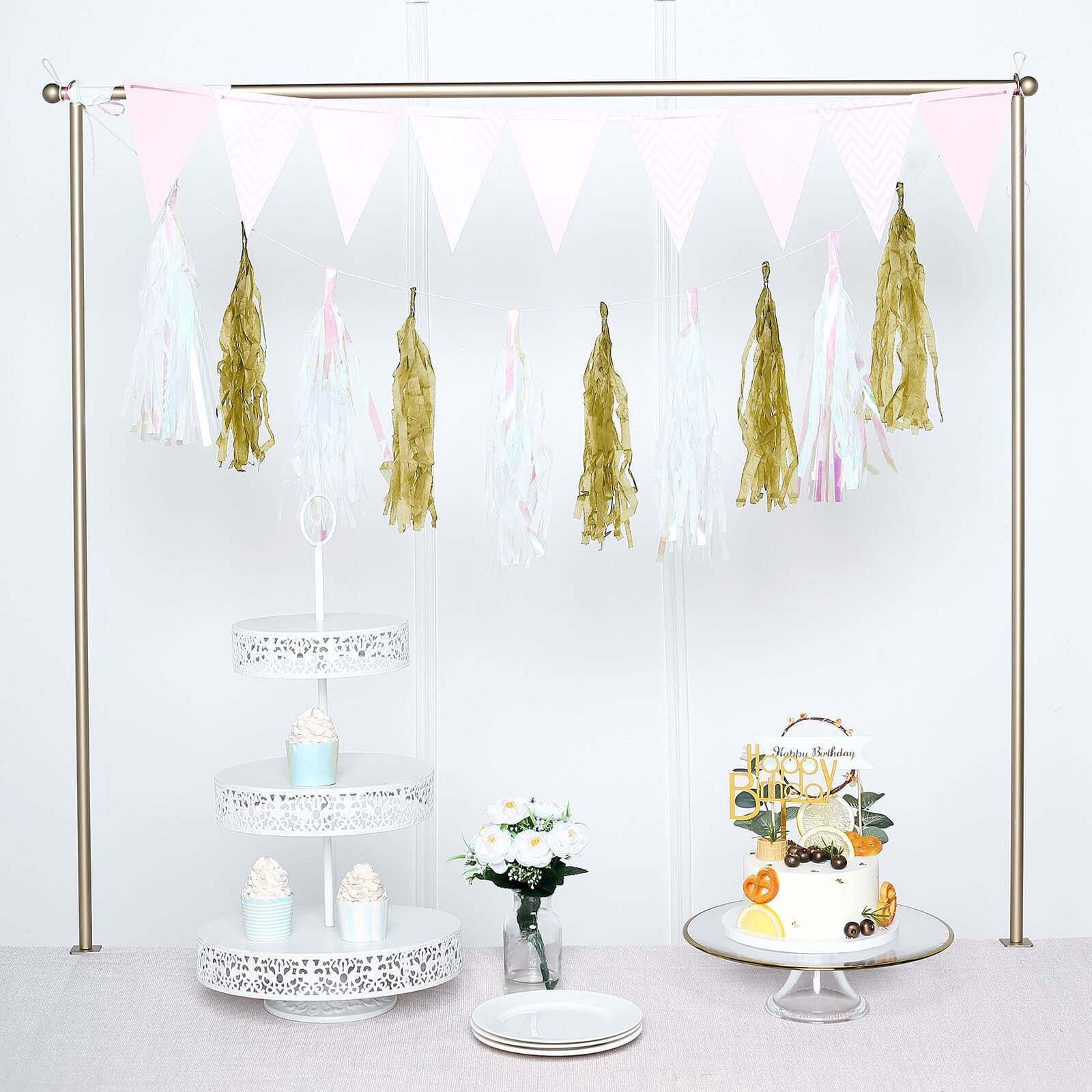 12 Pack Pre-Tied Gold Paper Fringe Tassels With Garland String, Hanging Streamer Banner - Image 7