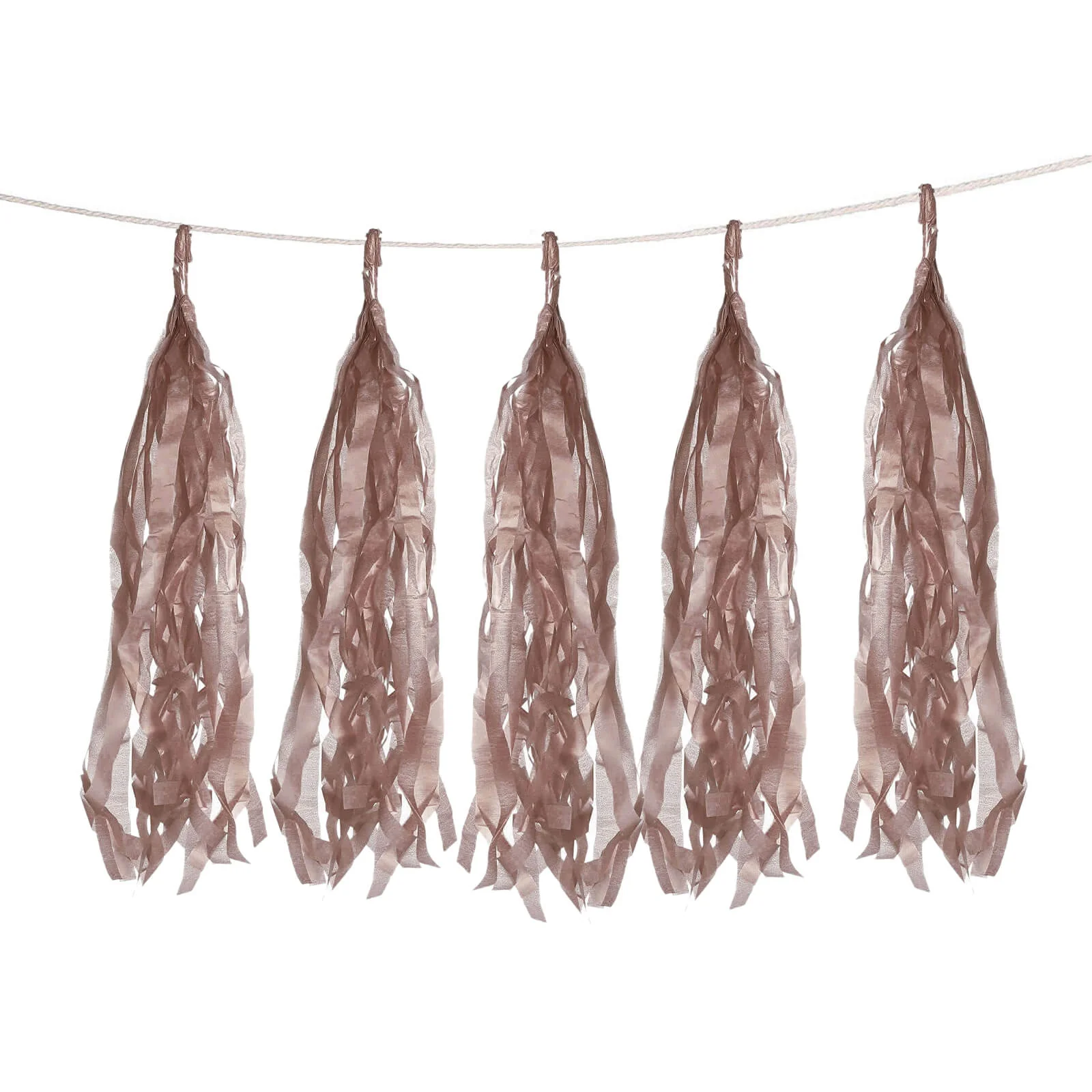 12 Pack Pre-Tied Rose Gold Paper Fringe Tassels With Garland String, Hanging Streamer Banner - Image 14