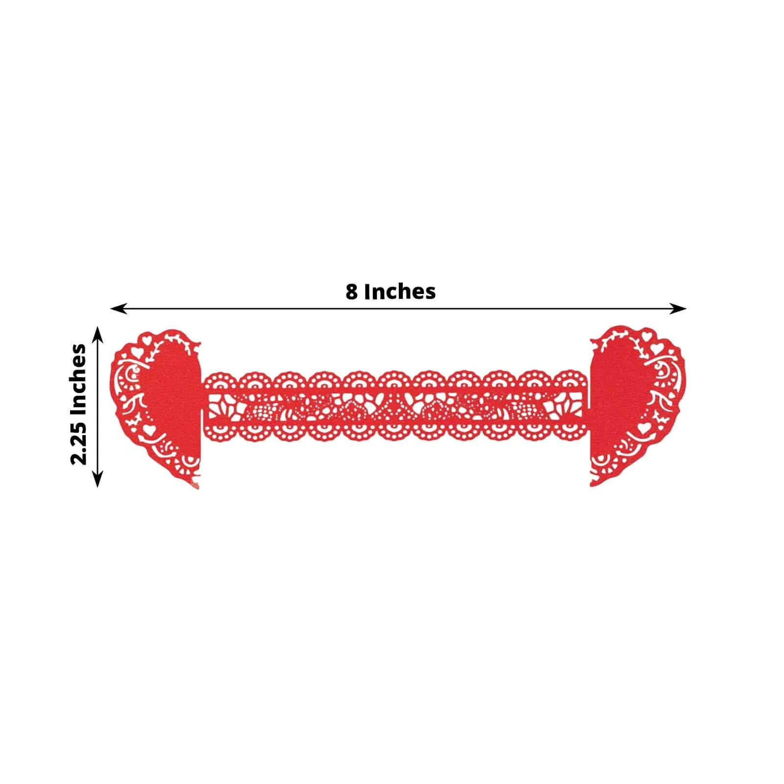 12 Pack Red Shimmery Laser Cut Heart Paper Napkin Rings with Lace Pattern, Disposable Napkin Holders Bands - Image 3