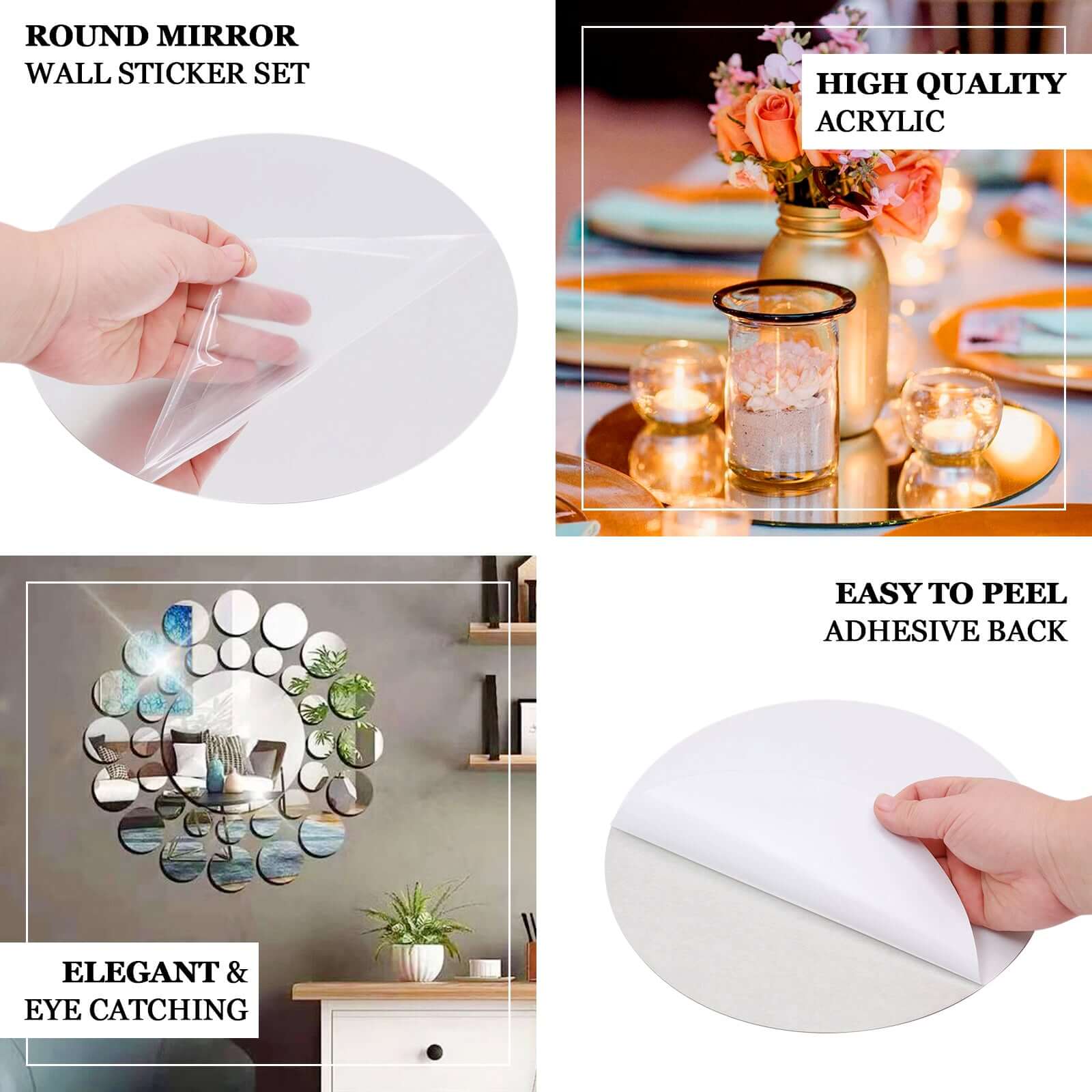 12 Pack Round Acrylic Mirror Wall Stickers, Removable Wall Decals For Home Decor - 6" - Image 4