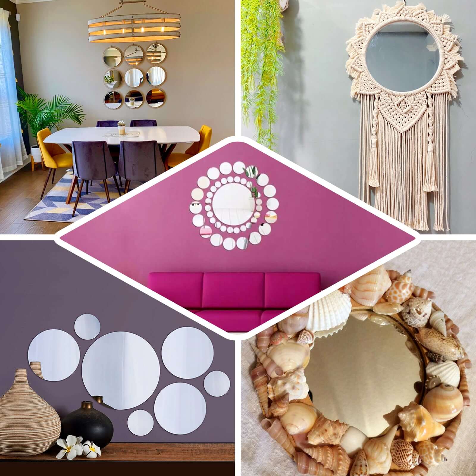 12 Pack Round Acrylic Mirror Wall Stickers, Removable Wall Decals For Home Decor - 8" - Image 5