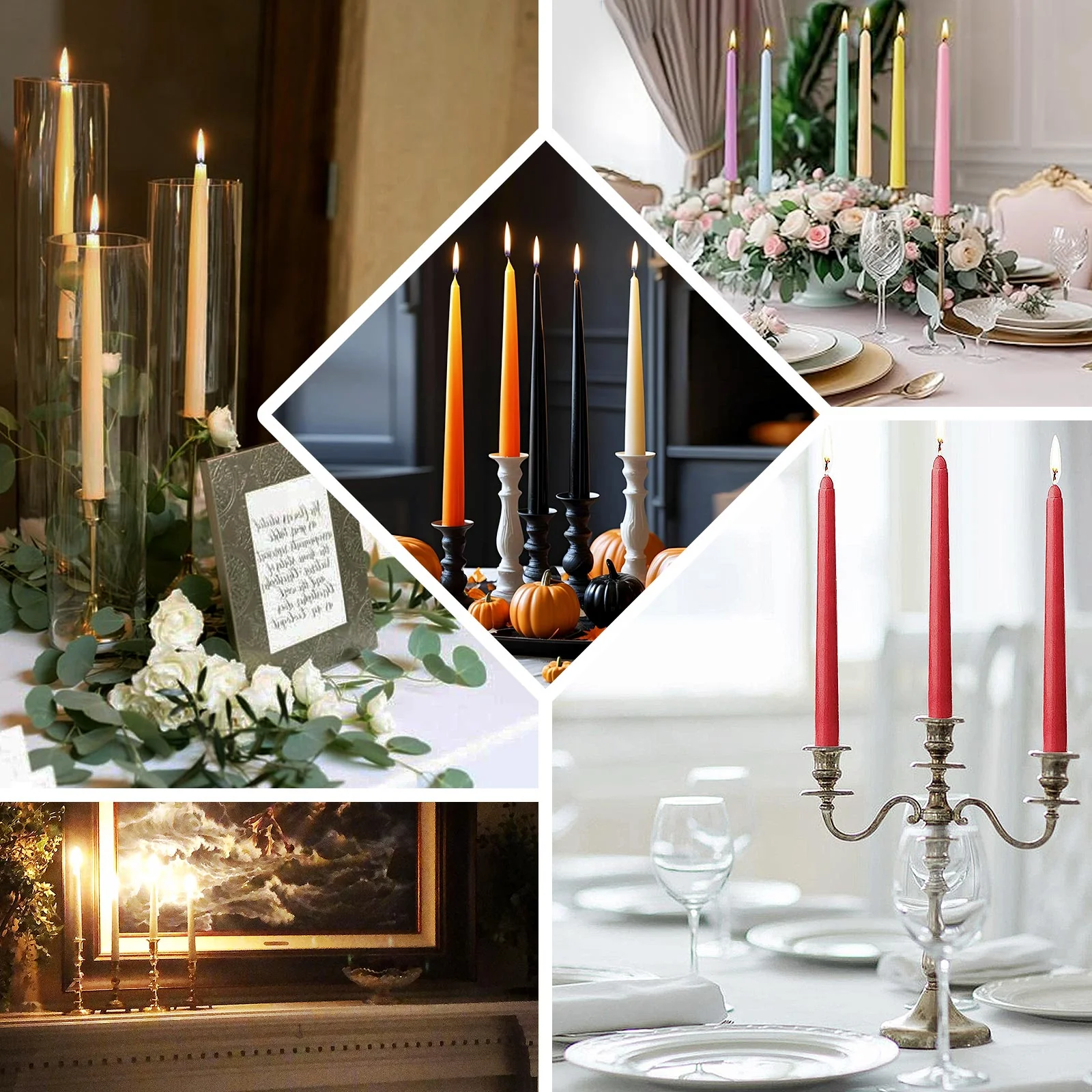 10-Pack Taper Candles 10" Premium Wax Design Black - Unscented Candles for Stylish Settings - Image 5