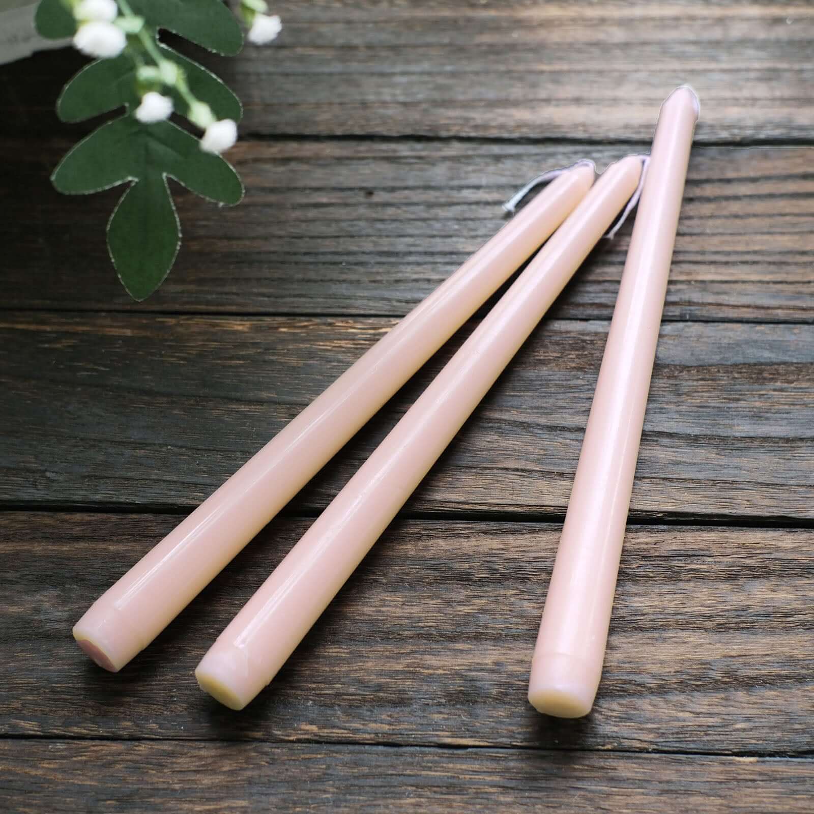 10-Pack Taper Candles 10" Premium Wax Design Blush - Unscented Candles - Image 7