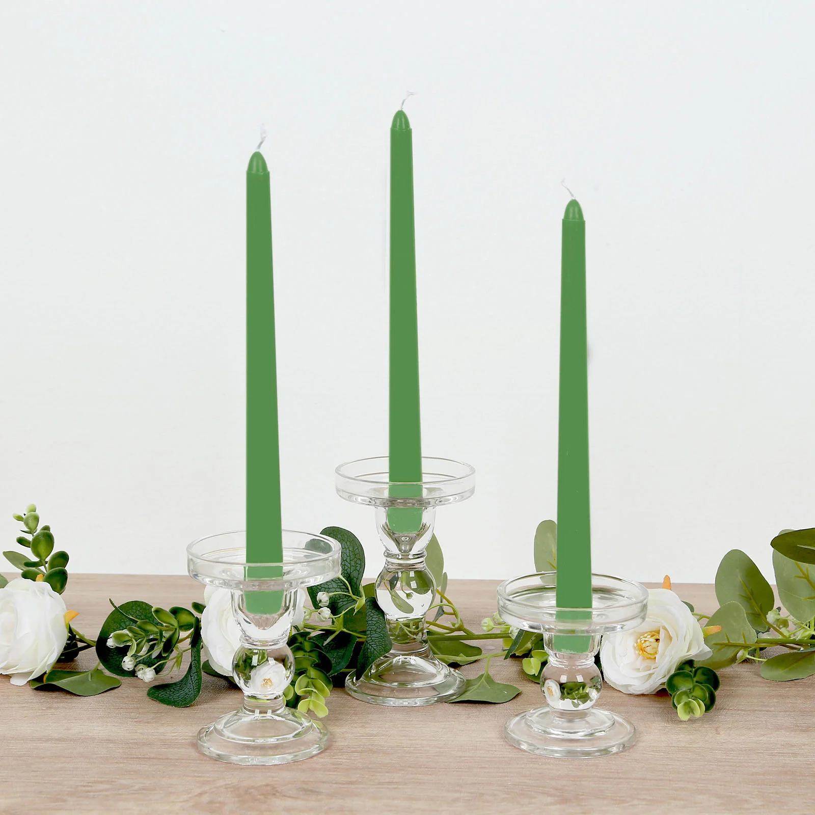 10-Pack Taper Candles 10" Premium Wax Design Green - Unscented Candles - Image 2