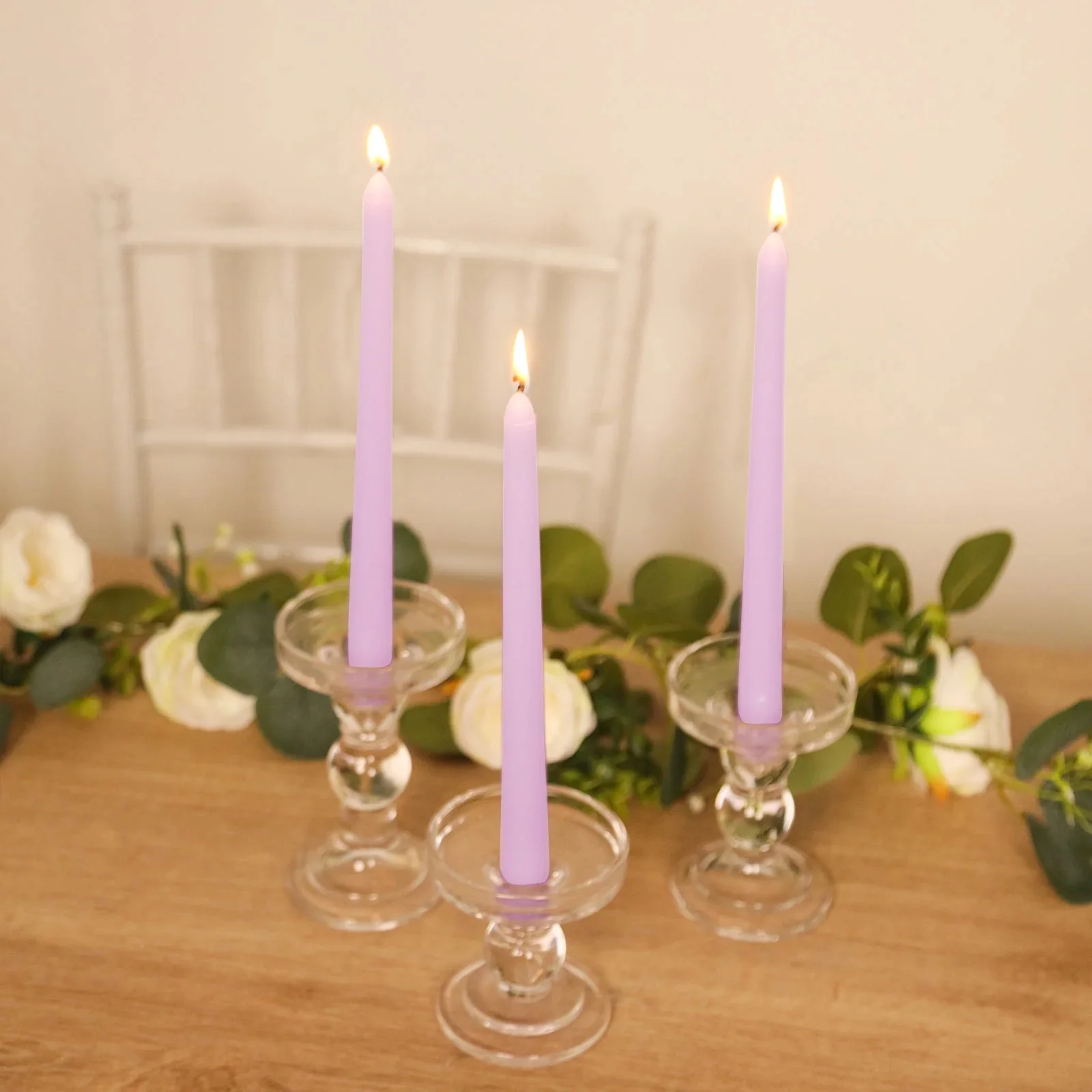 10-Pack Taper Candles 10" Premium Wax Design Lavender Lilac - Unscented Candles - Image 6
