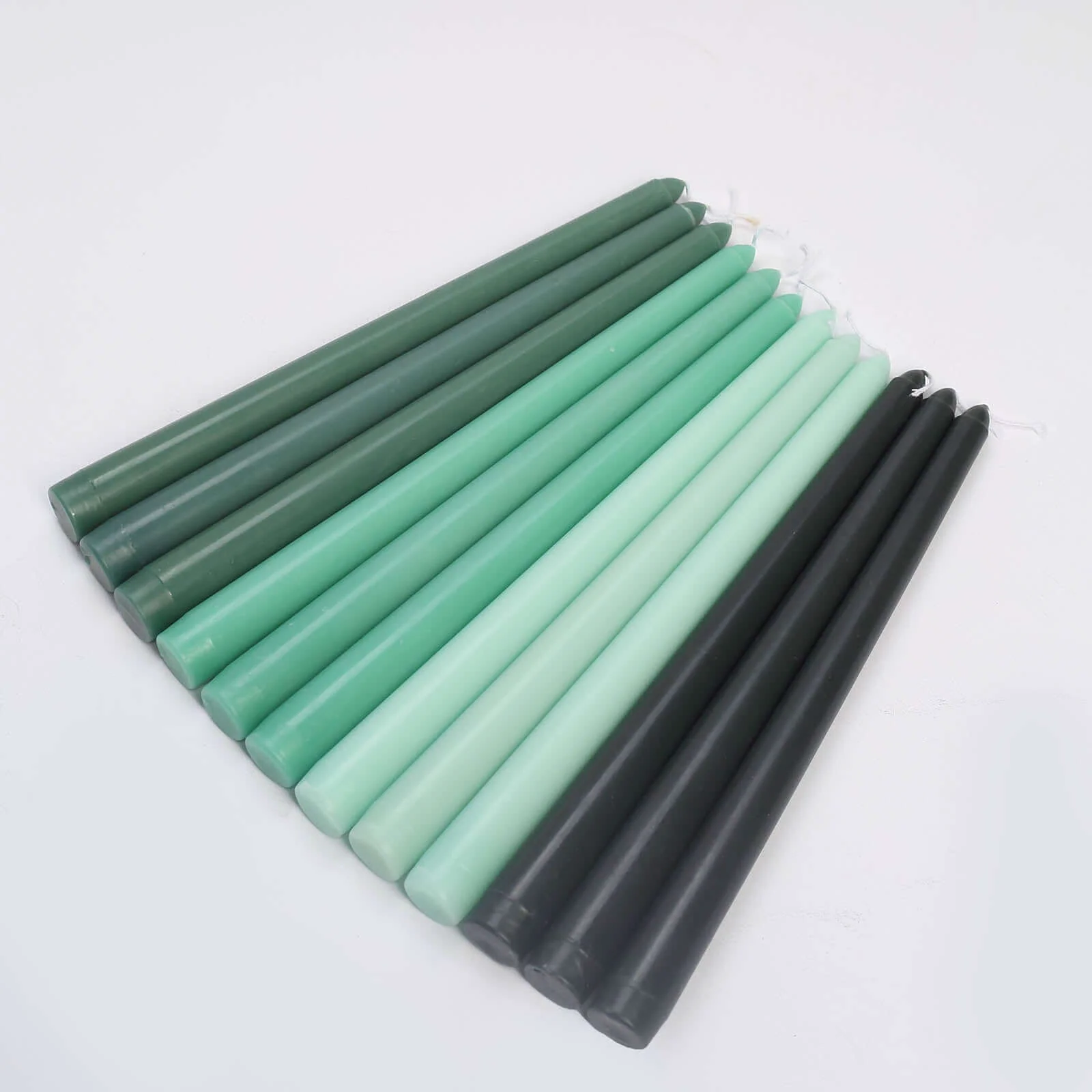 12-Pack Taper Candles 10" Premium Wax Design Mixed Green - Unscented Candles for Sophisticated Decor - Image 7