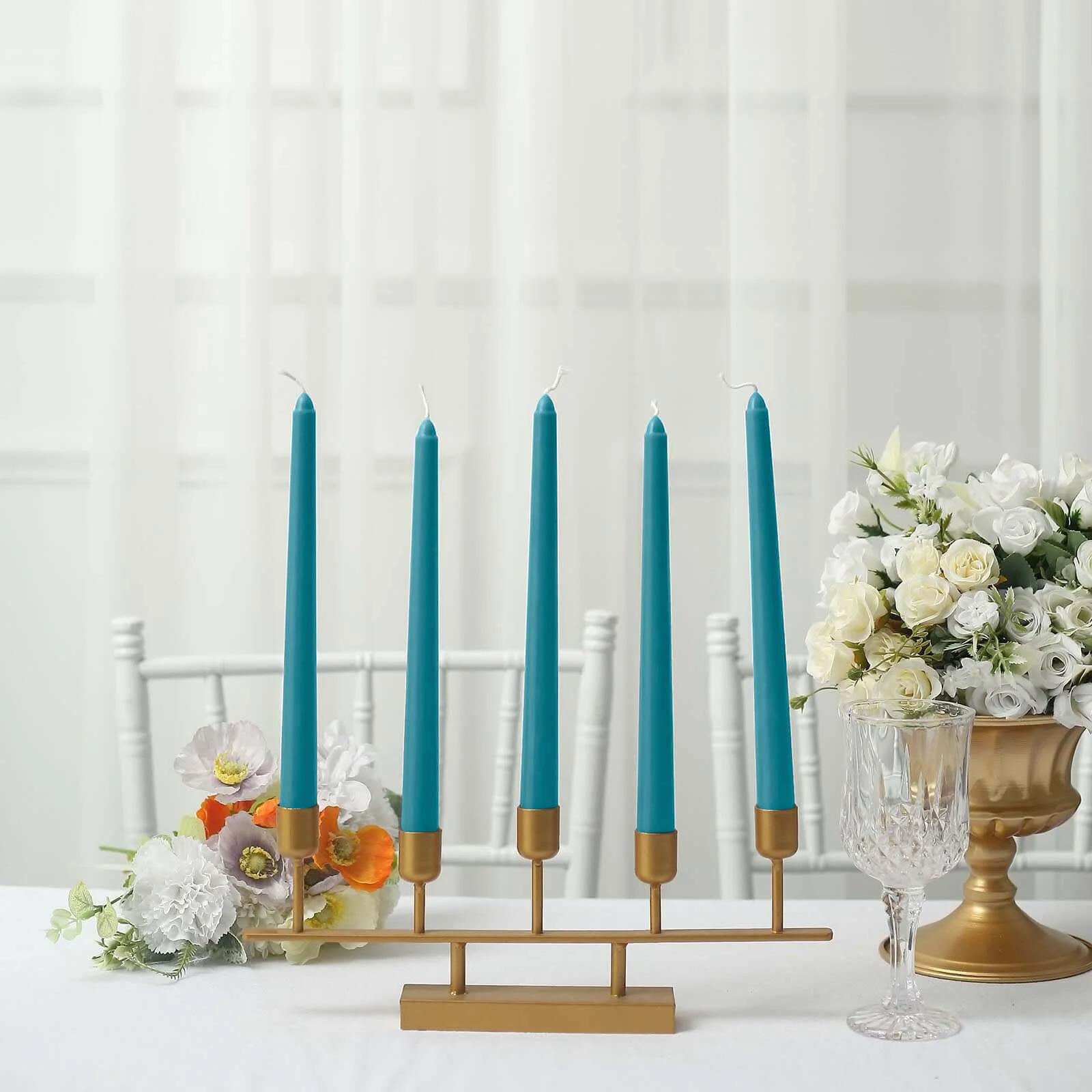 10-Pack Taper Candles 10" Premium Wax Design Blue - Unscented Candles - Image 8