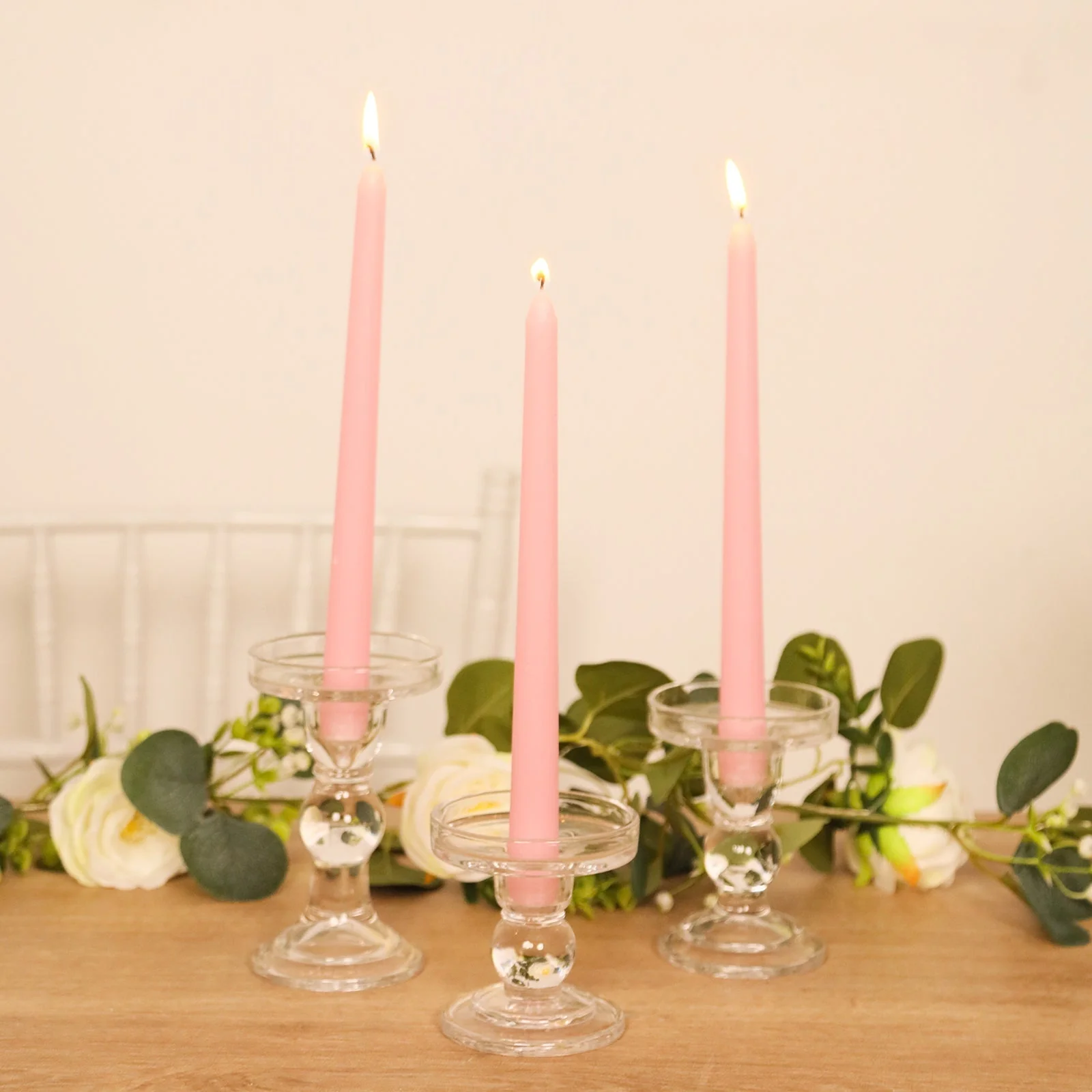 10-Pack Taper Candles 10" Premium Wax Design Pink - Unscented Candles - Image 6