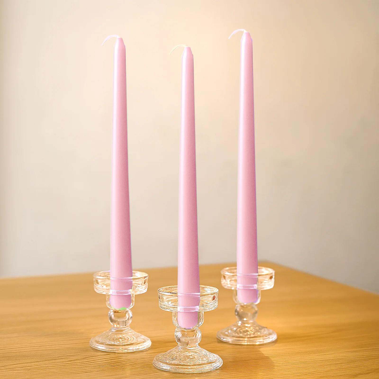 10-Pack Taper Candles 10" Premium Wax Design Pink - Unscented Candles - Image 8
