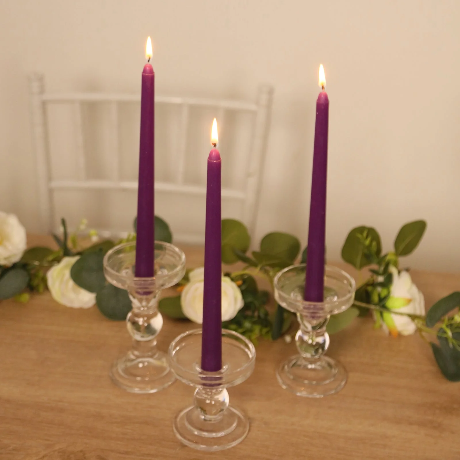 10-Pack Taper Candles 10" Premium Wax Design Purple - Unscented Candles - Image 6