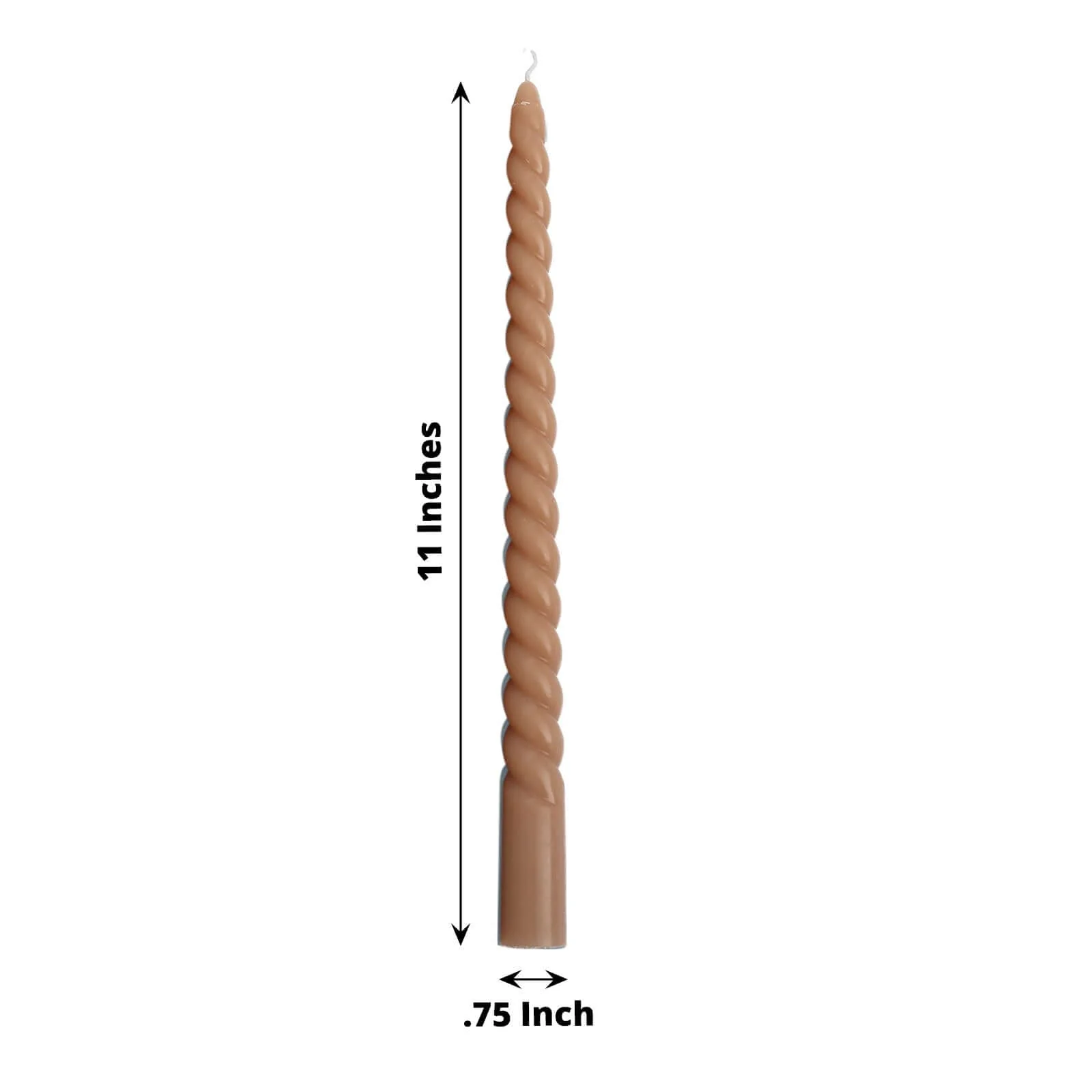 12-Pack Taper Candles 11" Spiral Long Burn Wick Design Beige - Premium Unscented Wax Dinner Candle Sticks - Image 3