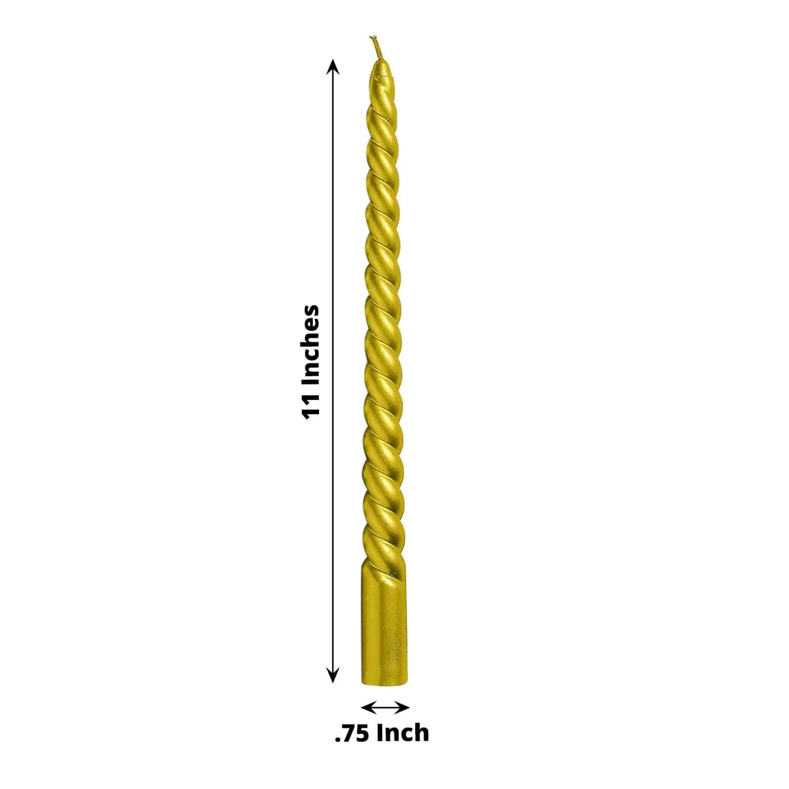 12-Pack Taper Candles 11" Spiral Long Burn Wick Design Gold - Premium Unscented Wax Dinner Candle Sticks - Image 3