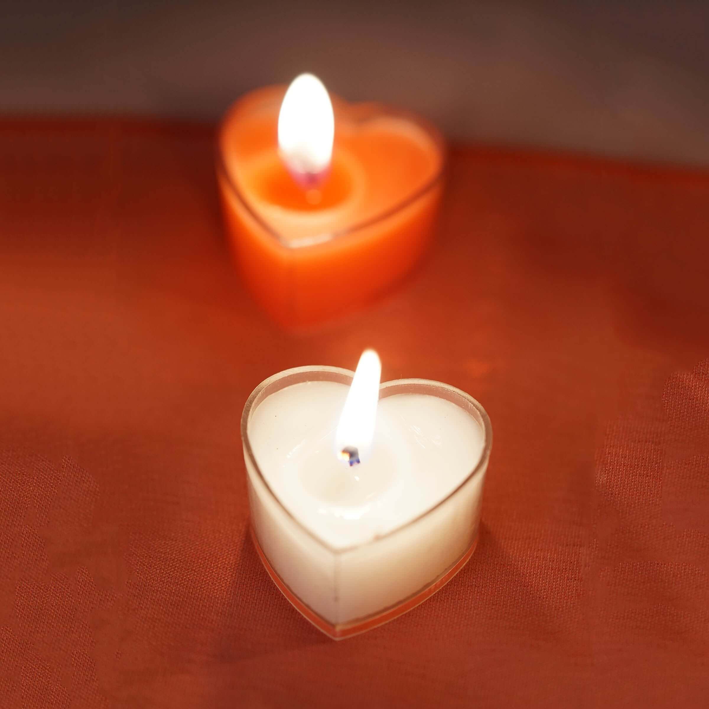 12-Pack Tealight Candles Mini Heart Shaped Design Red - Valentines Decor for Romantic Settings - Image 10