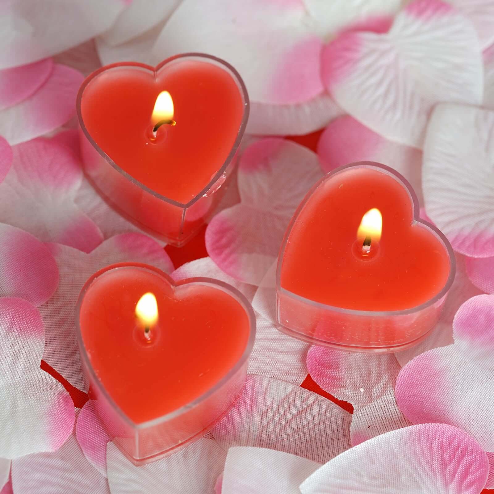 12-Pack Tealight Candles Mini Heart Shaped Design Red - Valentines Decor for Romantic Settings - Image 7