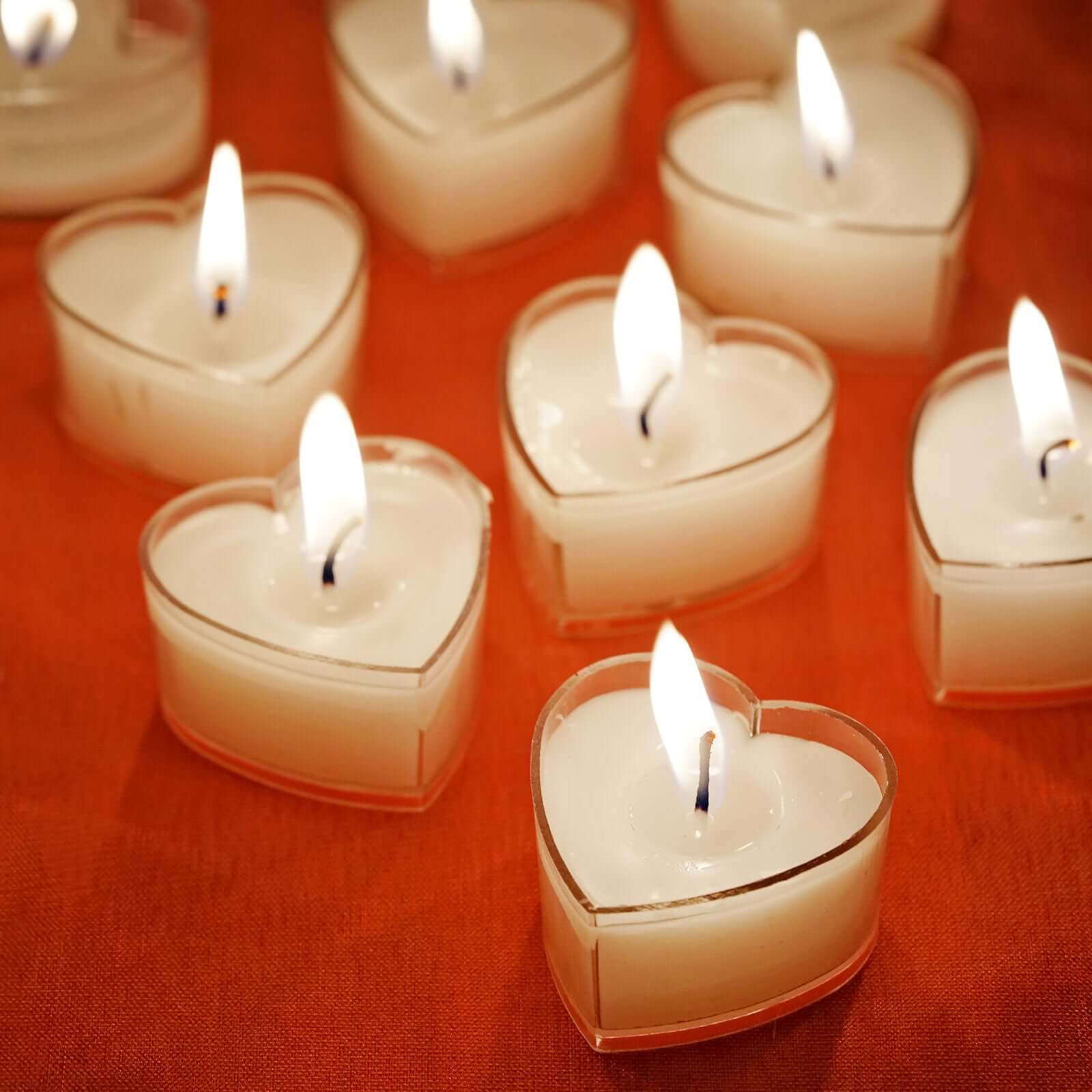 12-Pack Tealight Candles Mini Heart Shaped Design White - Valentines Decor for Romantic Settings - Image 2