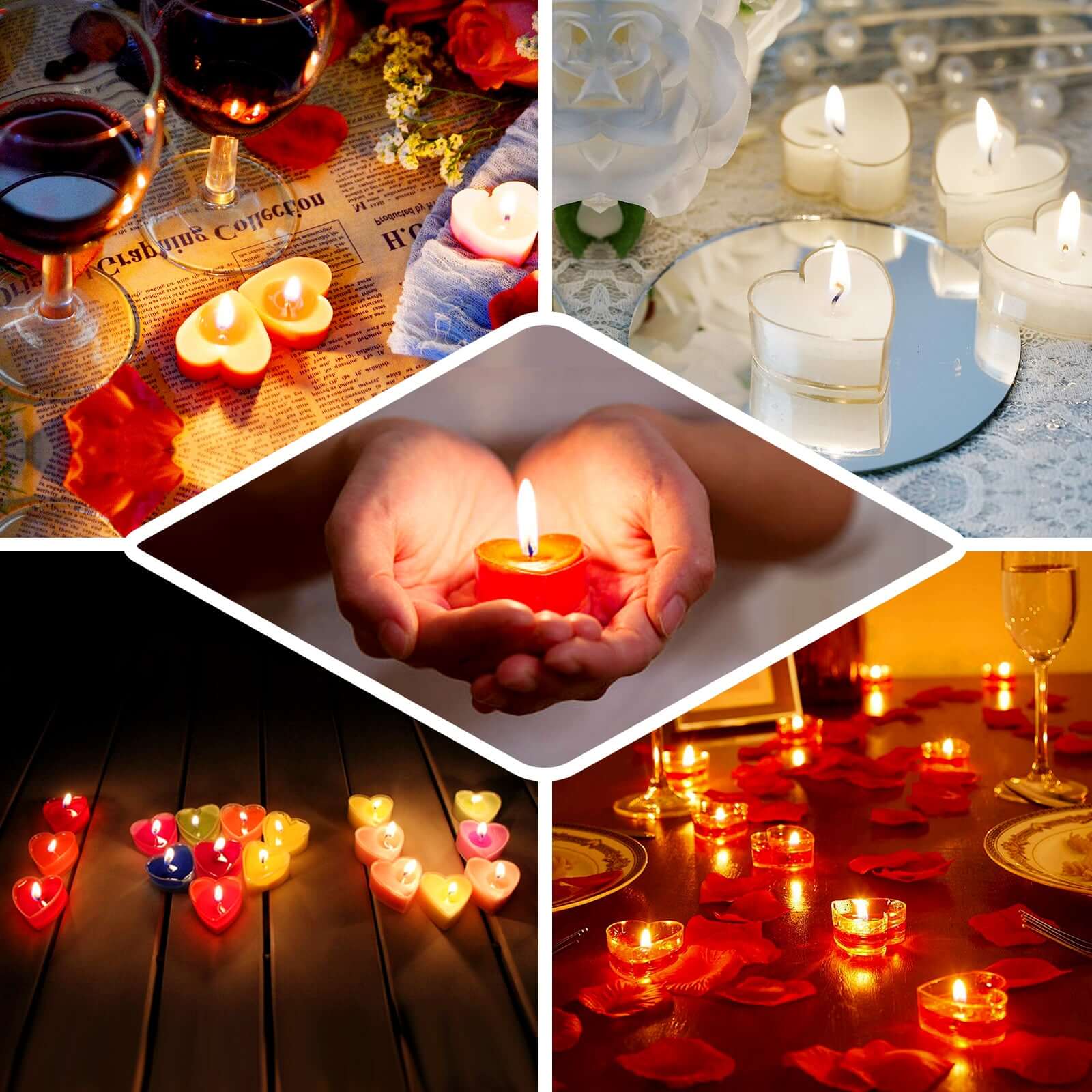 12-Pack Tealight Candles Mini Heart Shaped Design White - Valentines Decor for Romantic Settings - Image 5