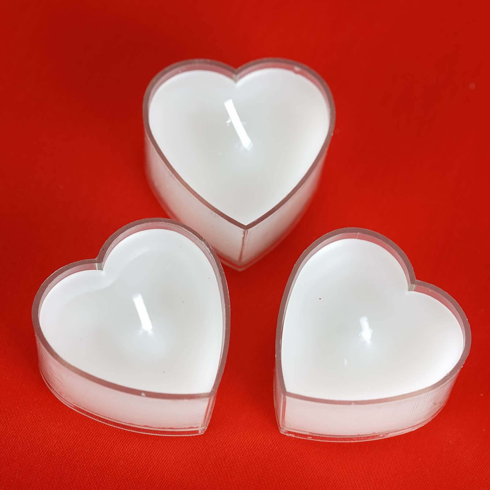 12-Pack Tealight Candles Mini Heart Shaped Design White - Valentines Decor for Romantic Settings - Image 7