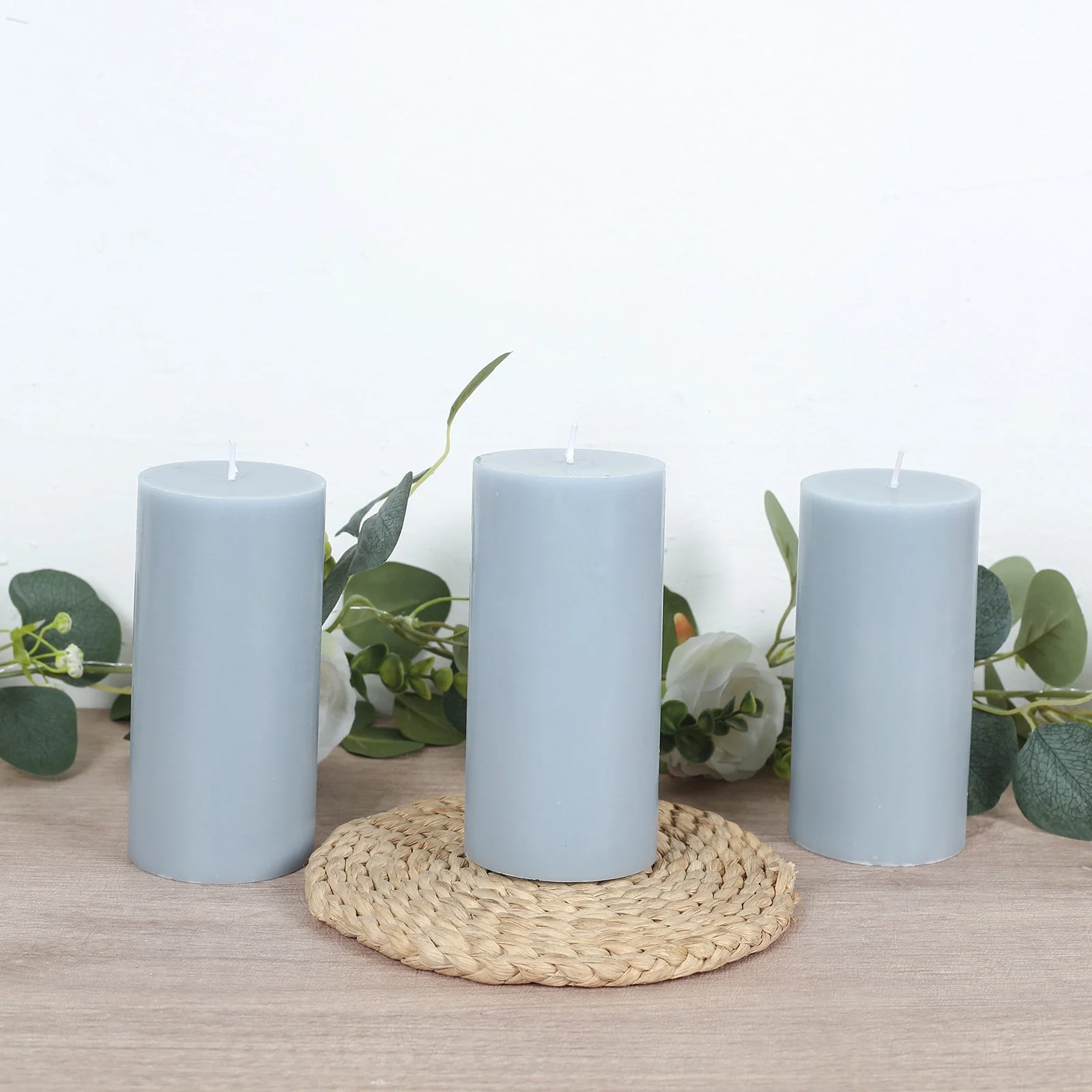 6-Pack Unscented Pillar Candles – Dripless 3"x6" Dusty Blue Paraffin Wax with Smokeless Cotton Wicks, Clean & Long-Lasting 60-Hour Burn