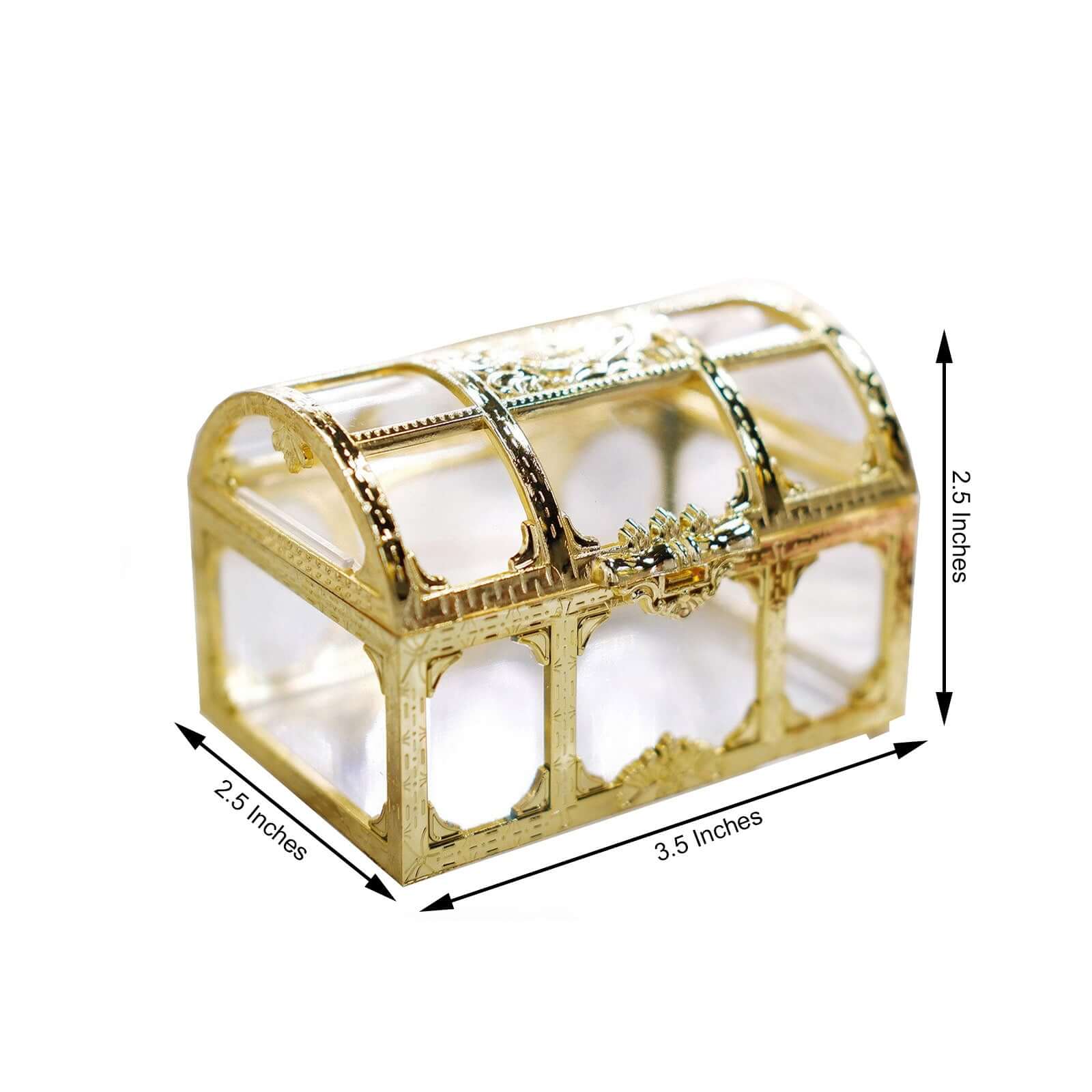 12-Pack Vintage Jewelry Box Candy Containers 3.5" Clear Gold - Treasure Chest Party Favor Gift Boxes - Image 3