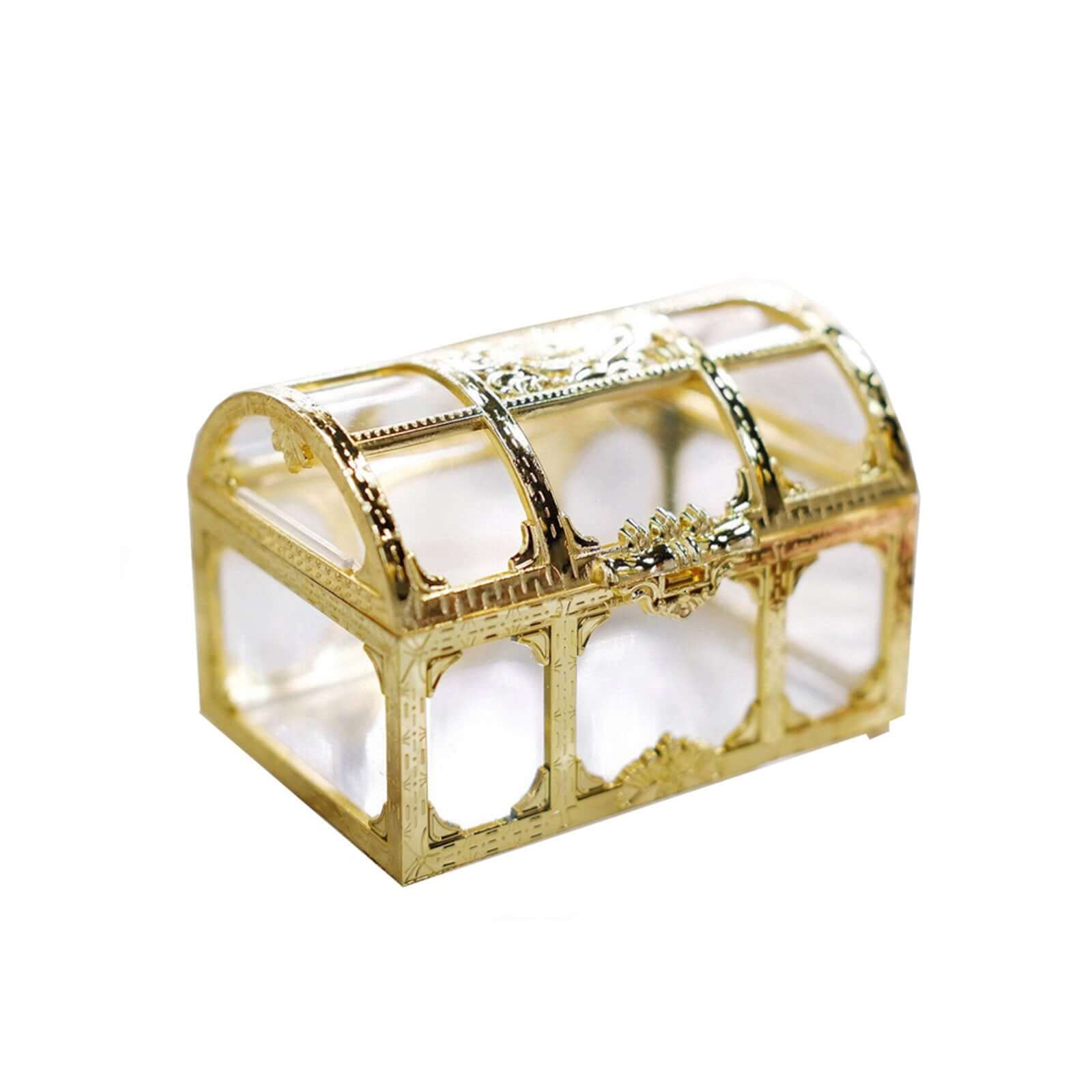 12-Pack Vintage Jewelry Box Candy Containers 3.5" Clear Gold - Treasure Chest Party Favor Gift Boxes - Image 7