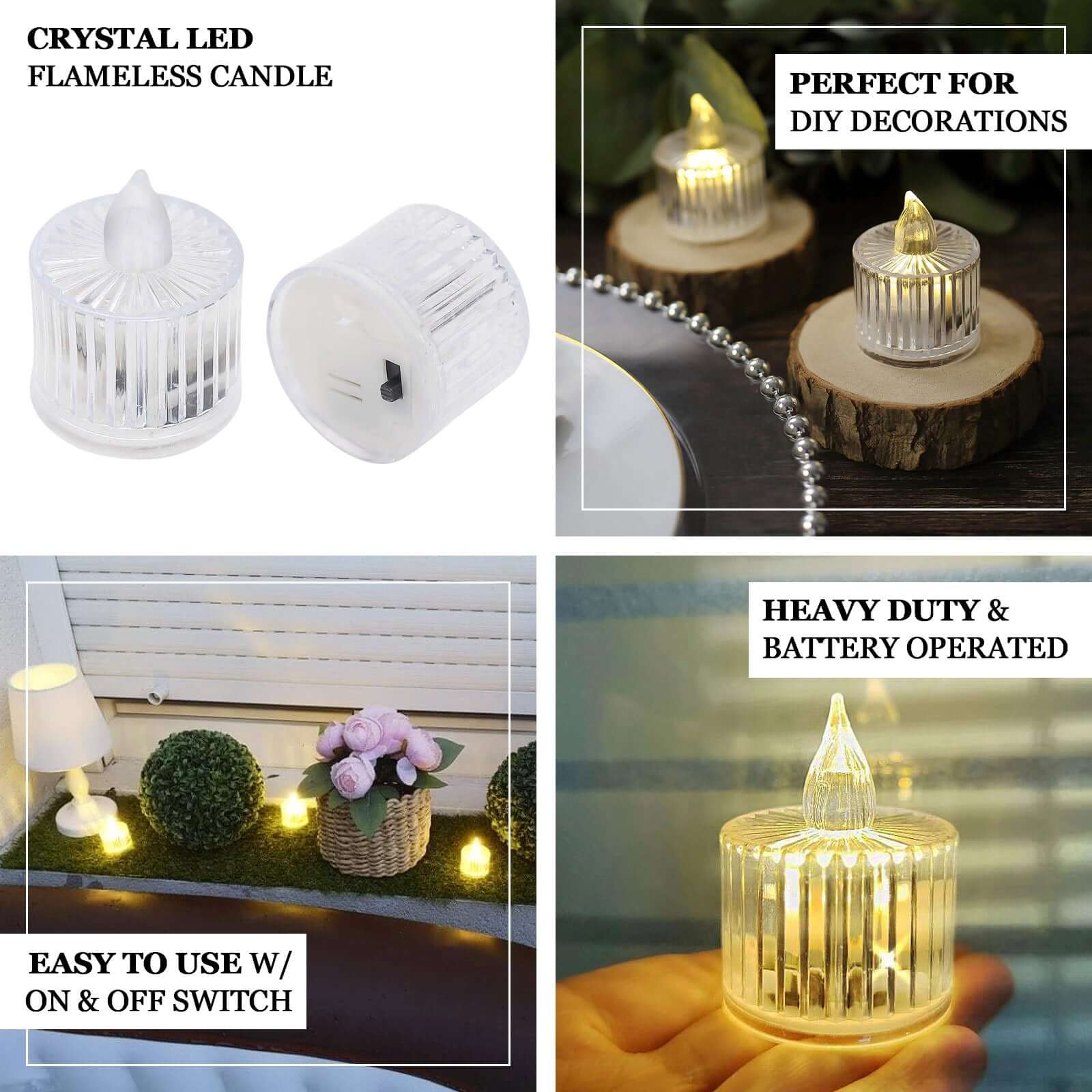 12 Pack Warm White LED Tealight Candles, Flameless Battery-Operated Tea Lights Column Style 2" - Image 4
