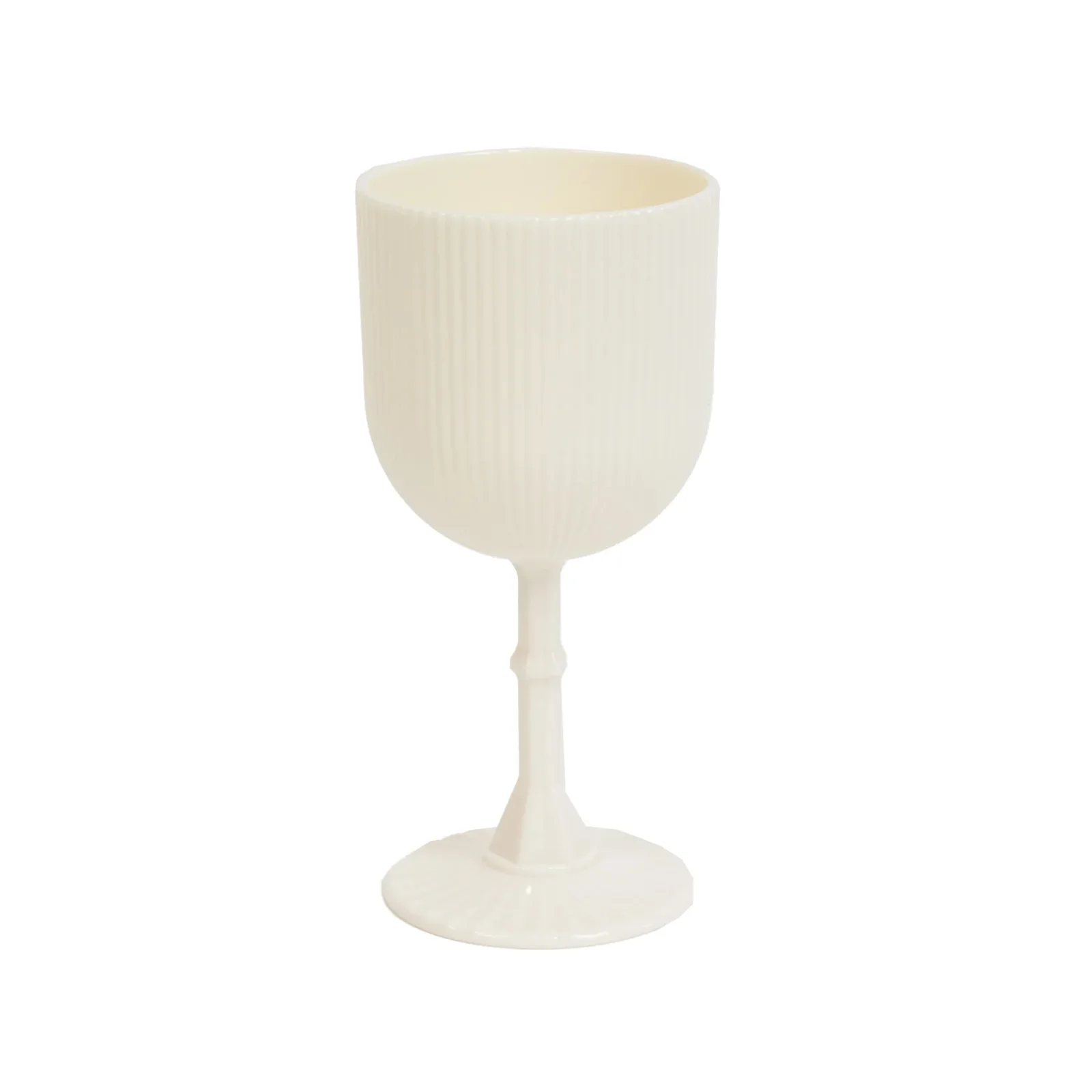 12-Pack White Plastic Wine Glasses 9oz, Vintage Ribbed Pattern - Reusable Shatterproof Goblets - Image 2