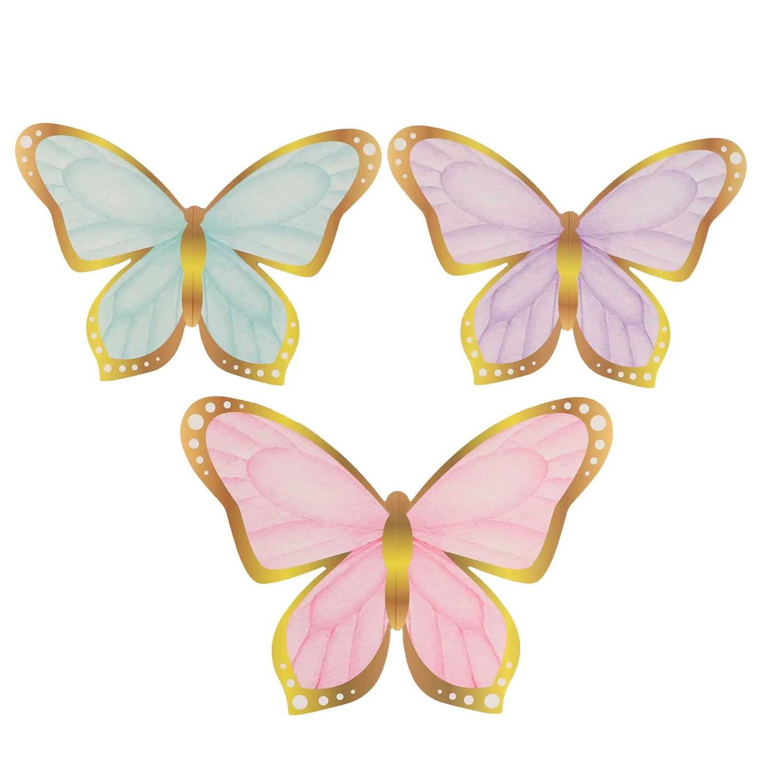 12 Pcs Cardstock Paper 3D Butterfly Table Centerpieces 10", 12", Pastel Color Metallic Gold Foil Accents - Party Decorations with Free-Standing Design - Image 6